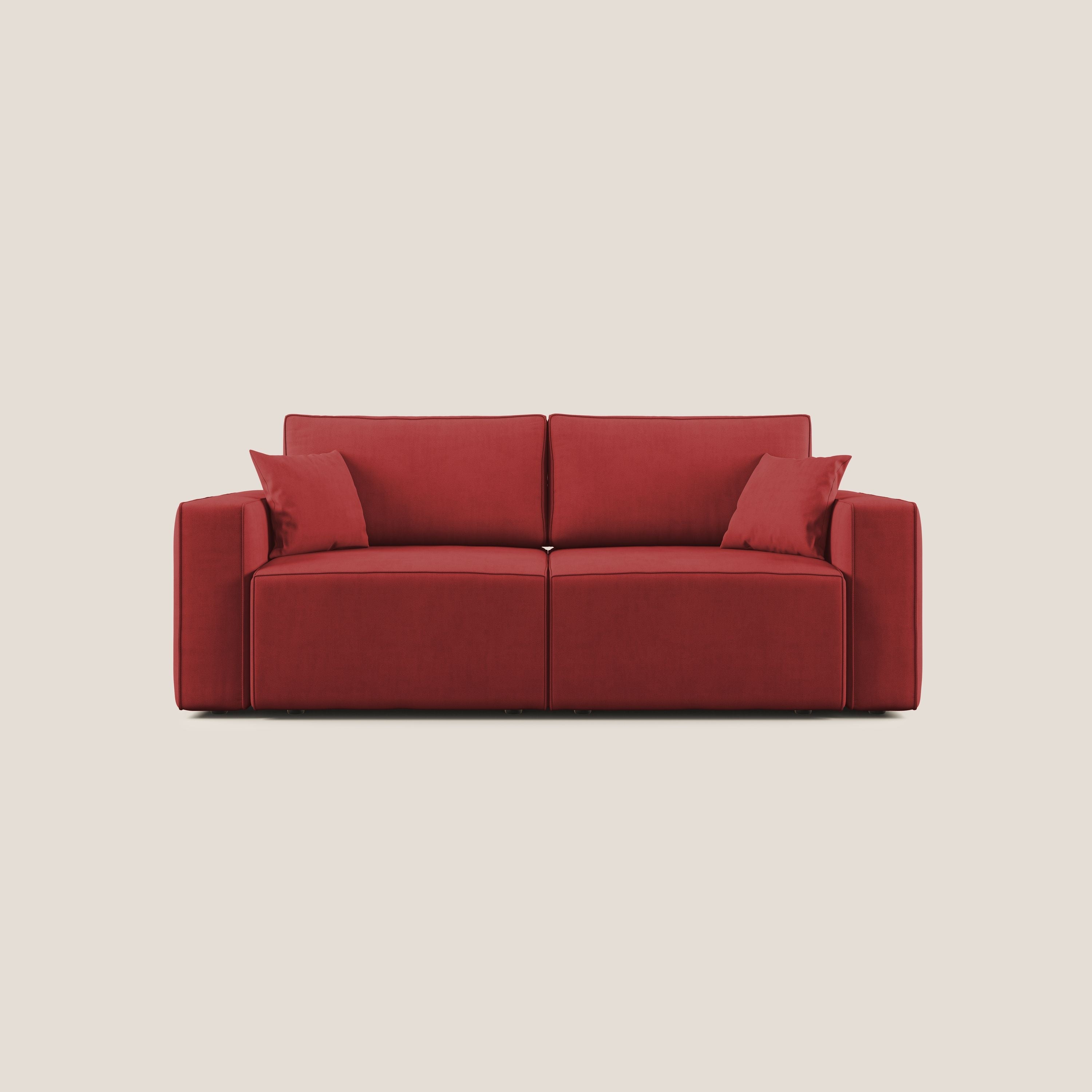 Morfeo divano con sedute estraibili in morbido tessuto impermeabile T02 rosso - divani.store