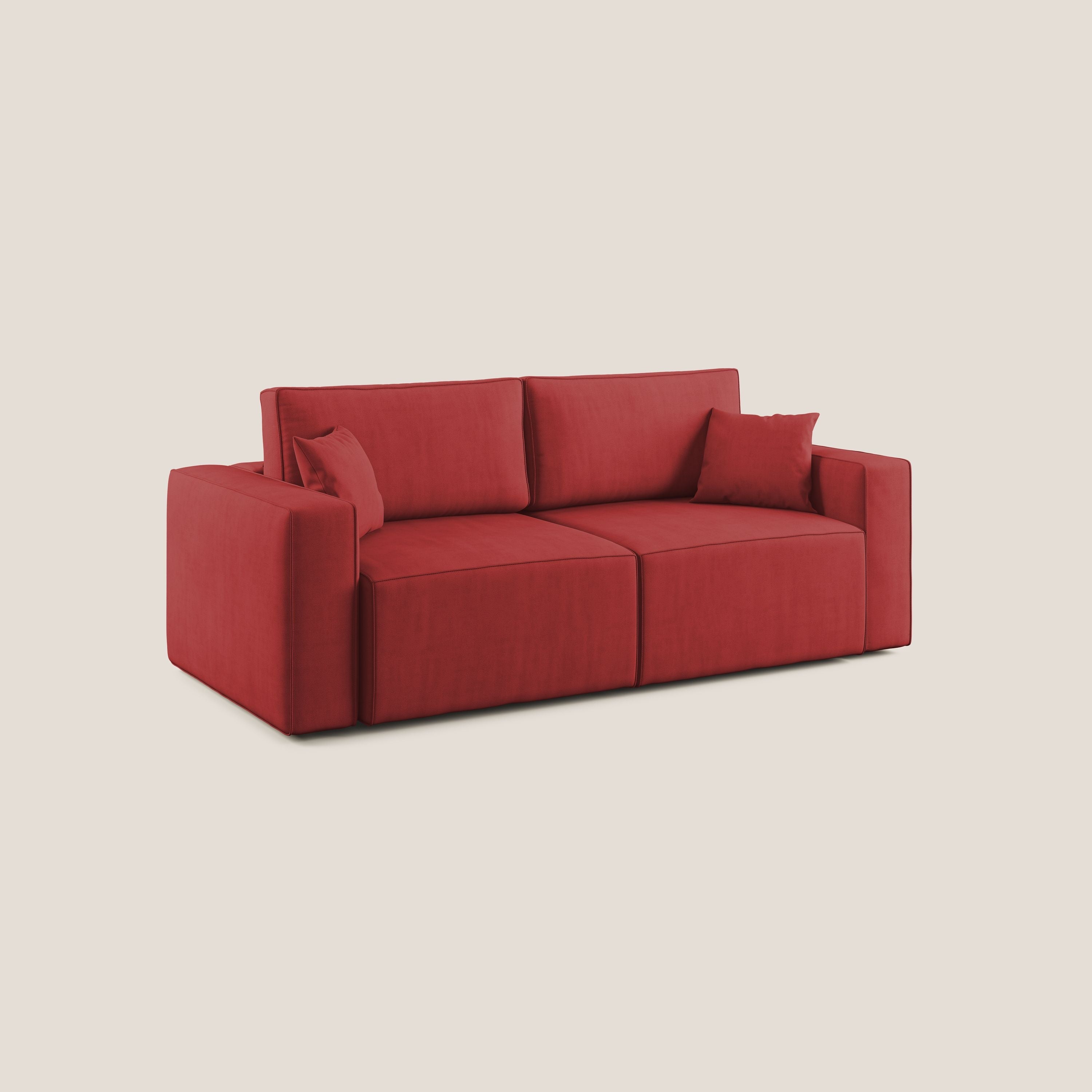 Morfeo divano con sedute estraibili in morbido tessuto impermeabile T02 rosso - divani.store