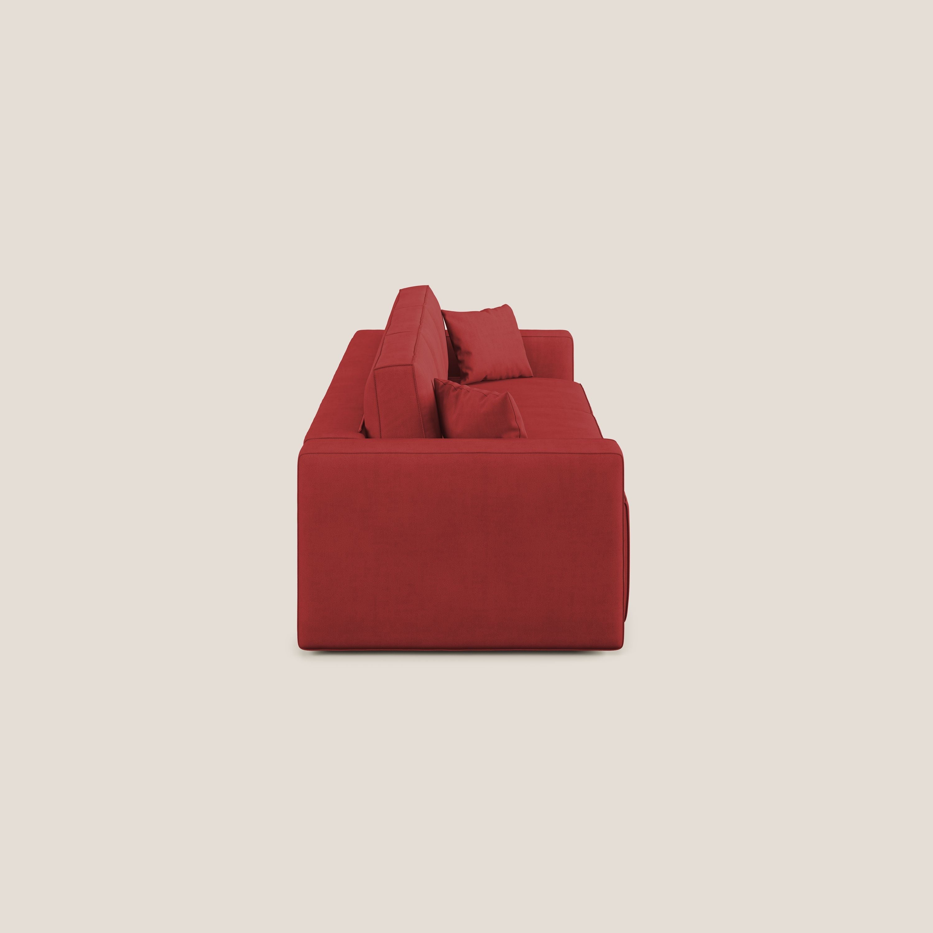Morfeo divano con 3 sedute estraibili in morbido tessuto impermeabile T02 rosso - divani.store