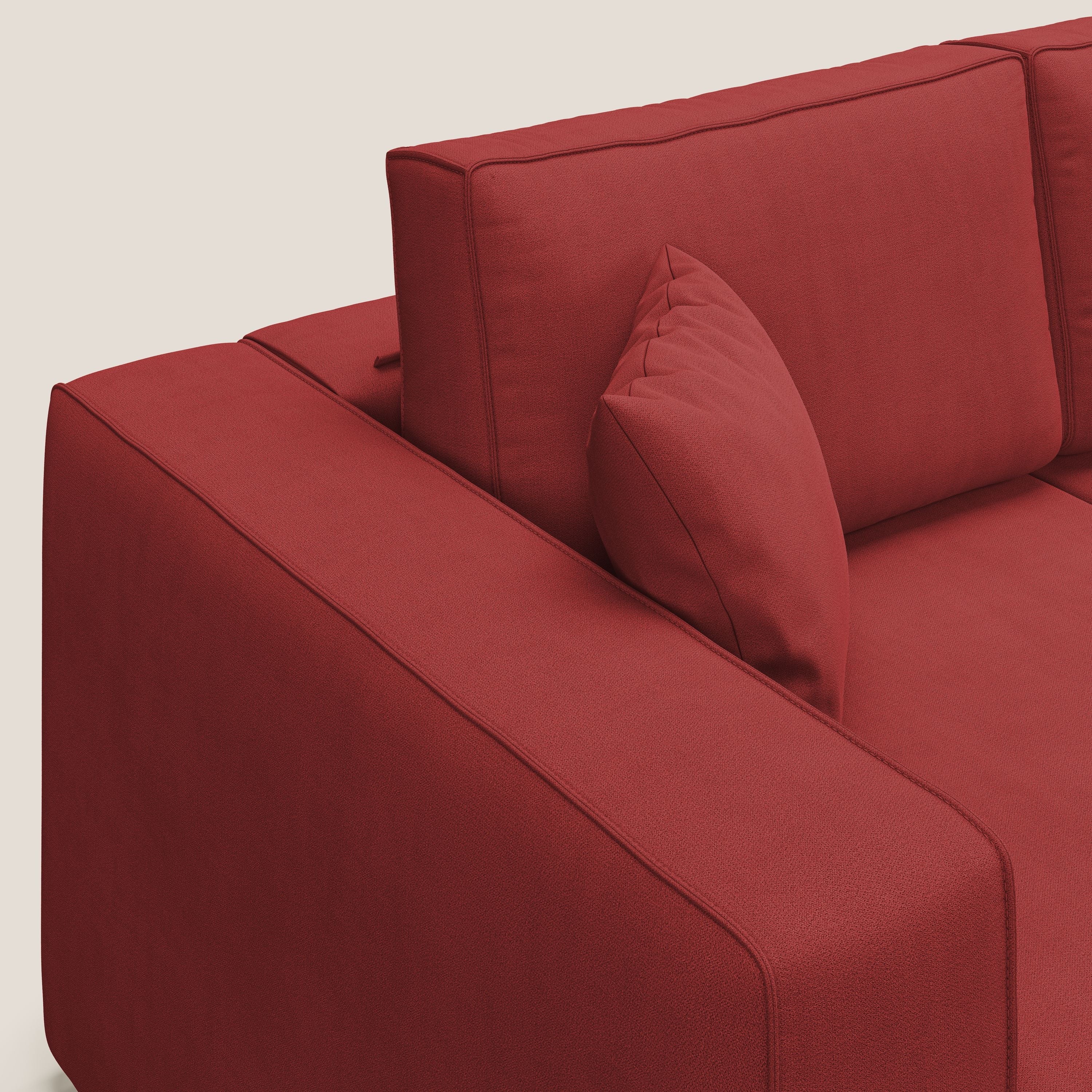 Morfeo divano con 3 sedute estraibili in morbido tessuto impermeabile T02 rosso - divani.store