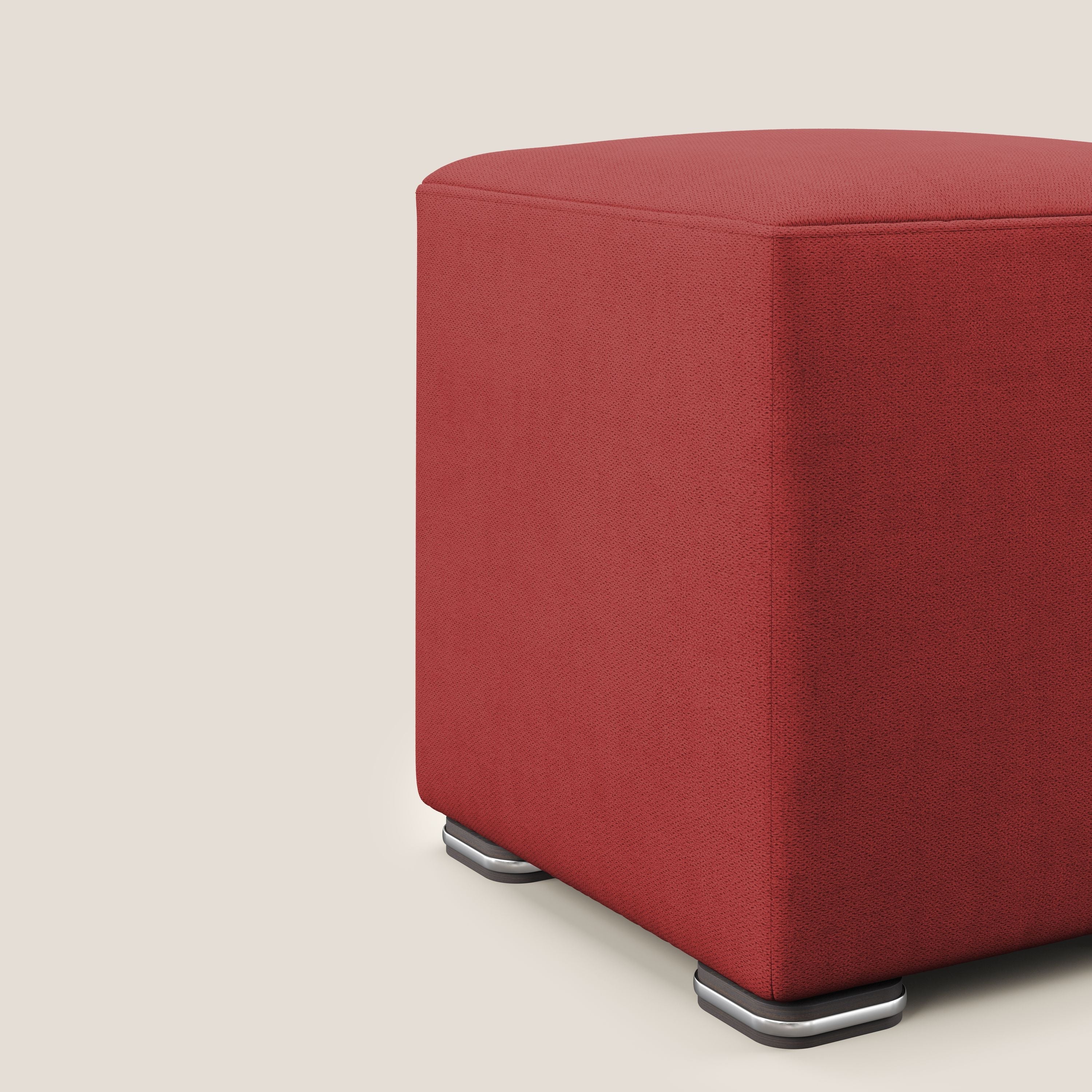 Cube pouf in tessuto morbido impermeabile T02 rosso - divani.store