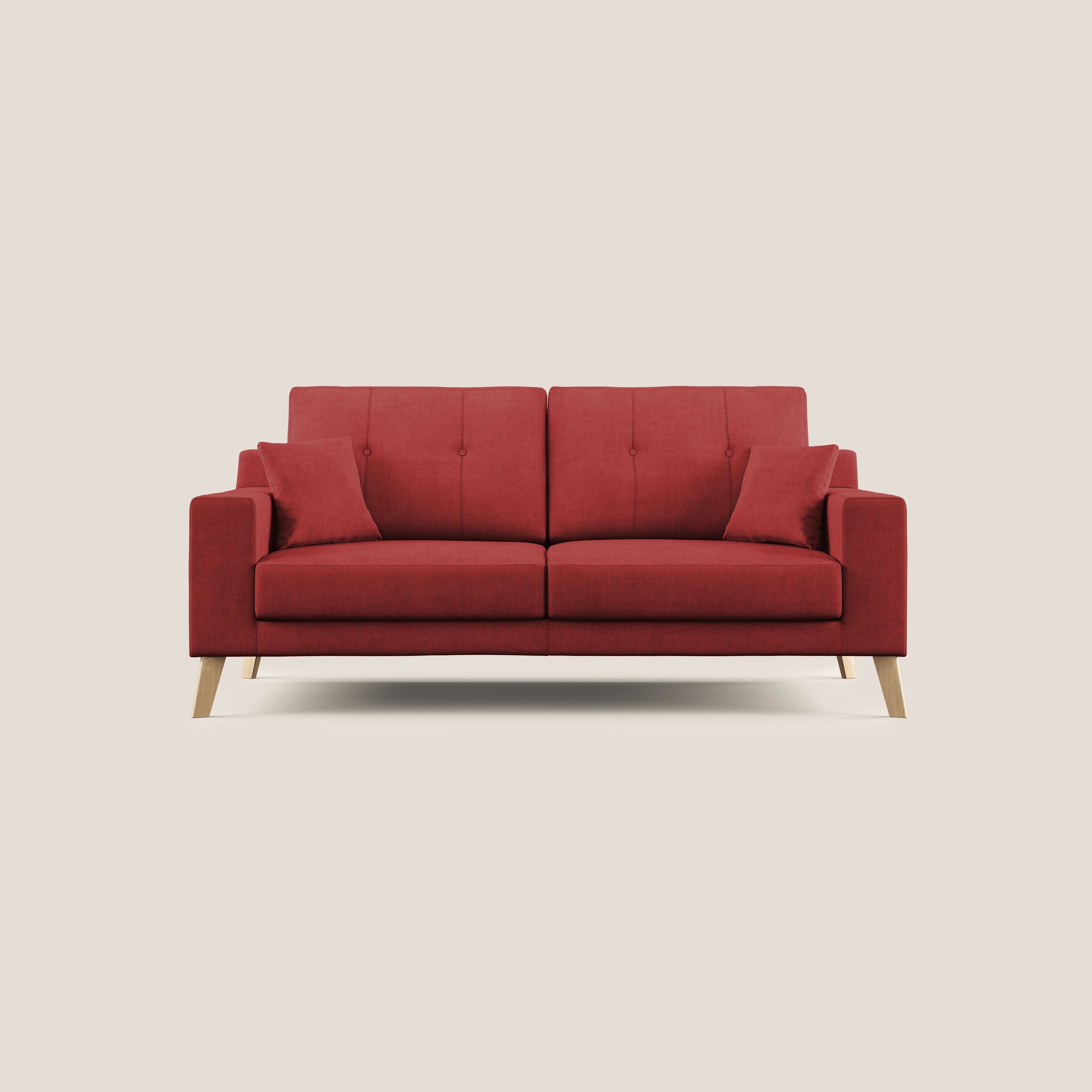 Danish divano moderno in tessuto morbido impermeabile T02 rosso - divani.store
