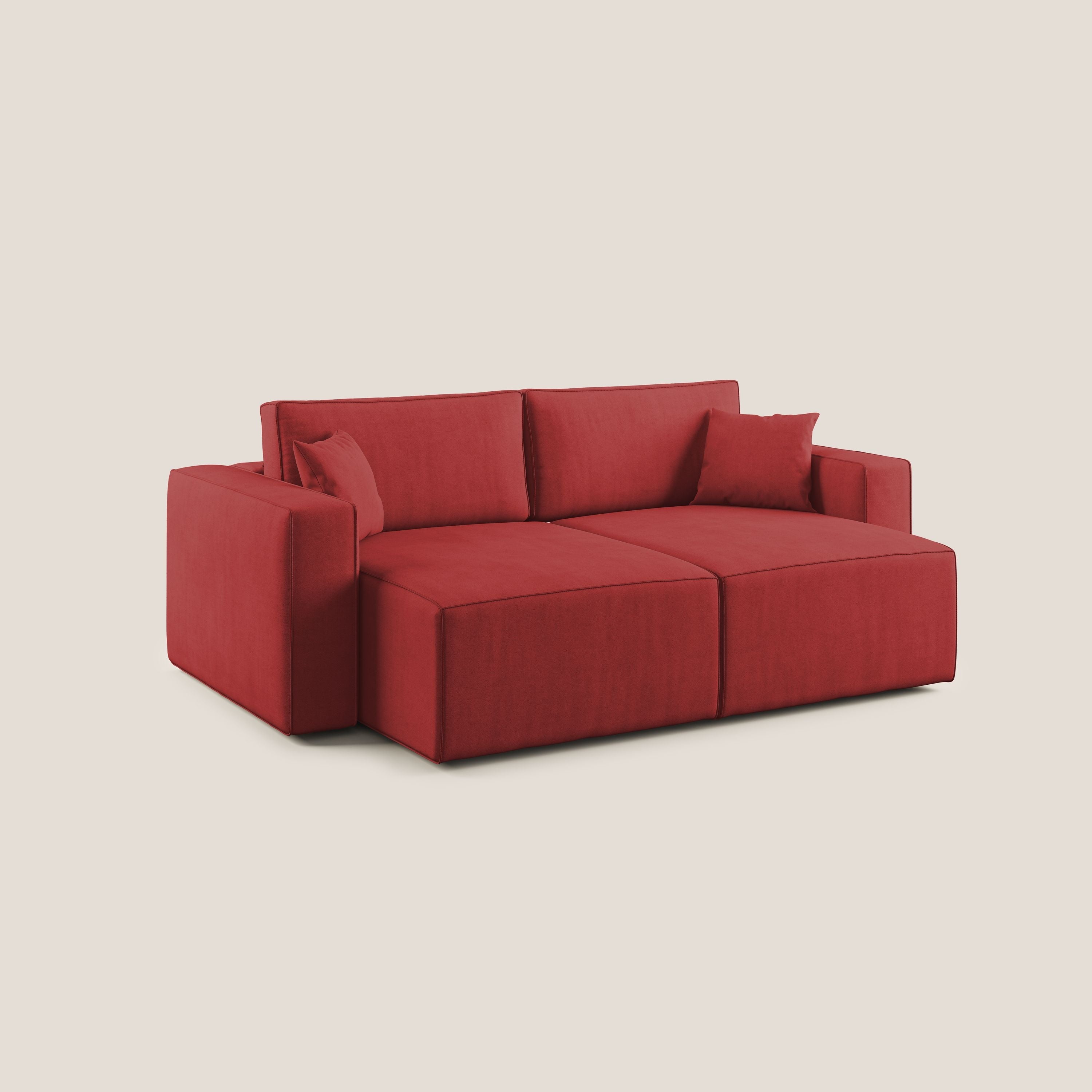 Morfeo divano con sedute estraibili in morbido tessuto impermeabile T02 rosso - divani.store