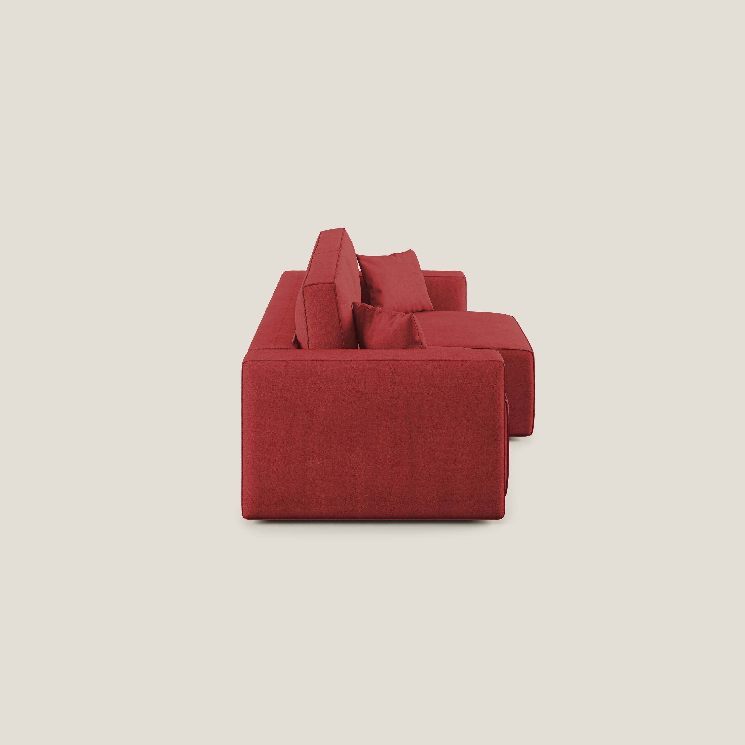 Morfeo divano con sedute estraibili in morbido tessuto impermeabile T02 rosso - divani.store
