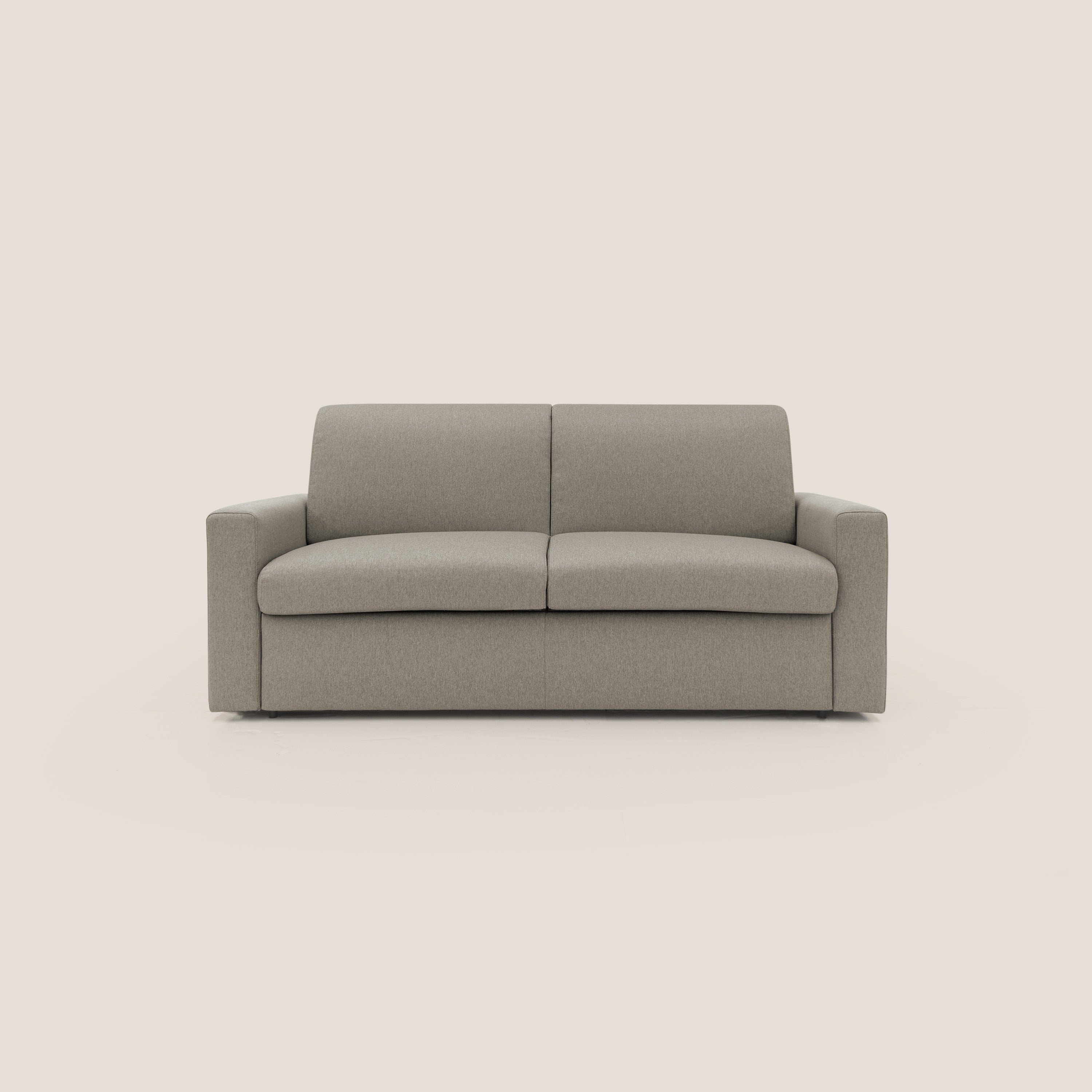 Kansas Divano letto matrimoniale alto 20 cm in tessuto impermeabile misto cotone T13 tortora - divani.store