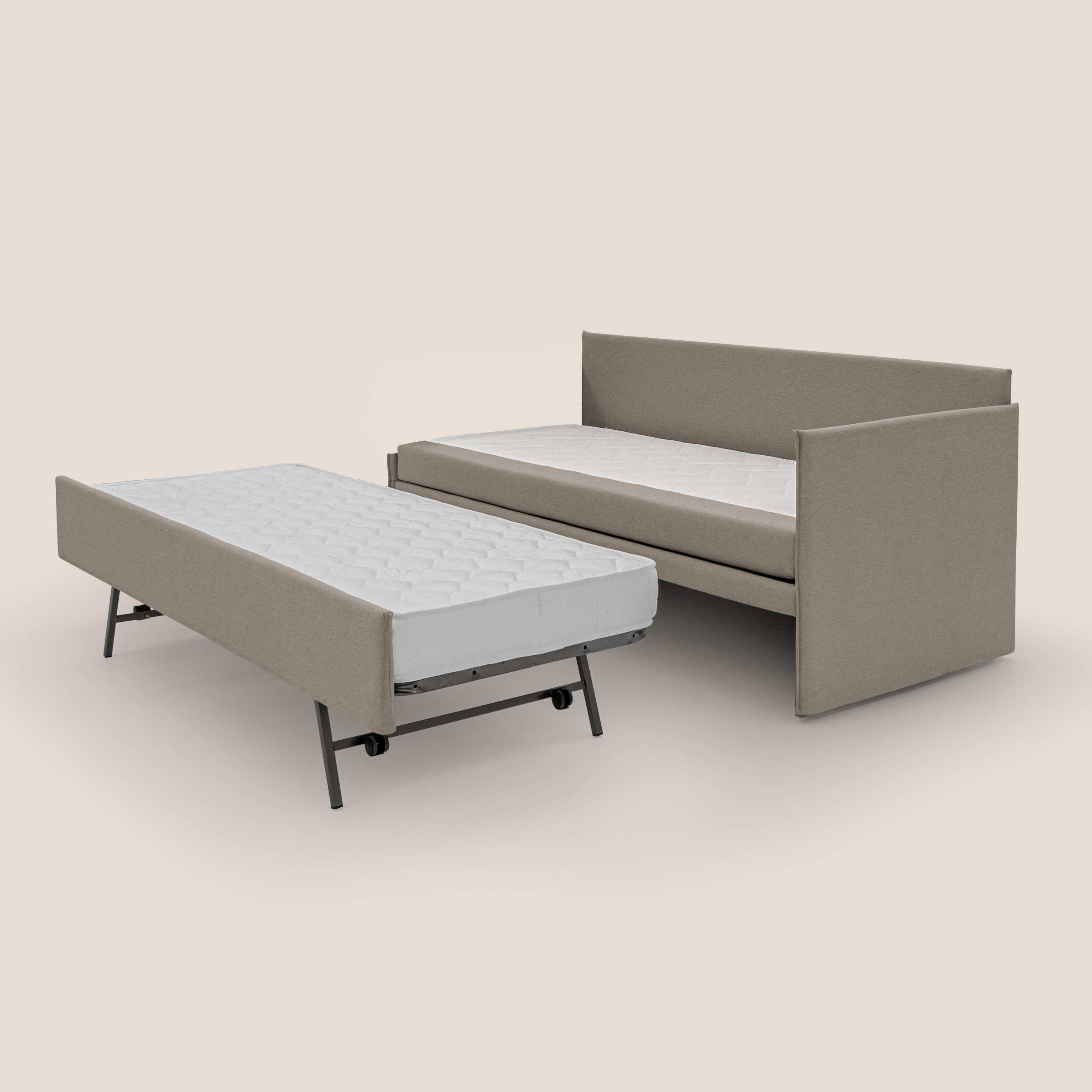 Durini Divano duplex con doppio letto in tessuto simil cotone impermeabile T13 tortora - divani.store