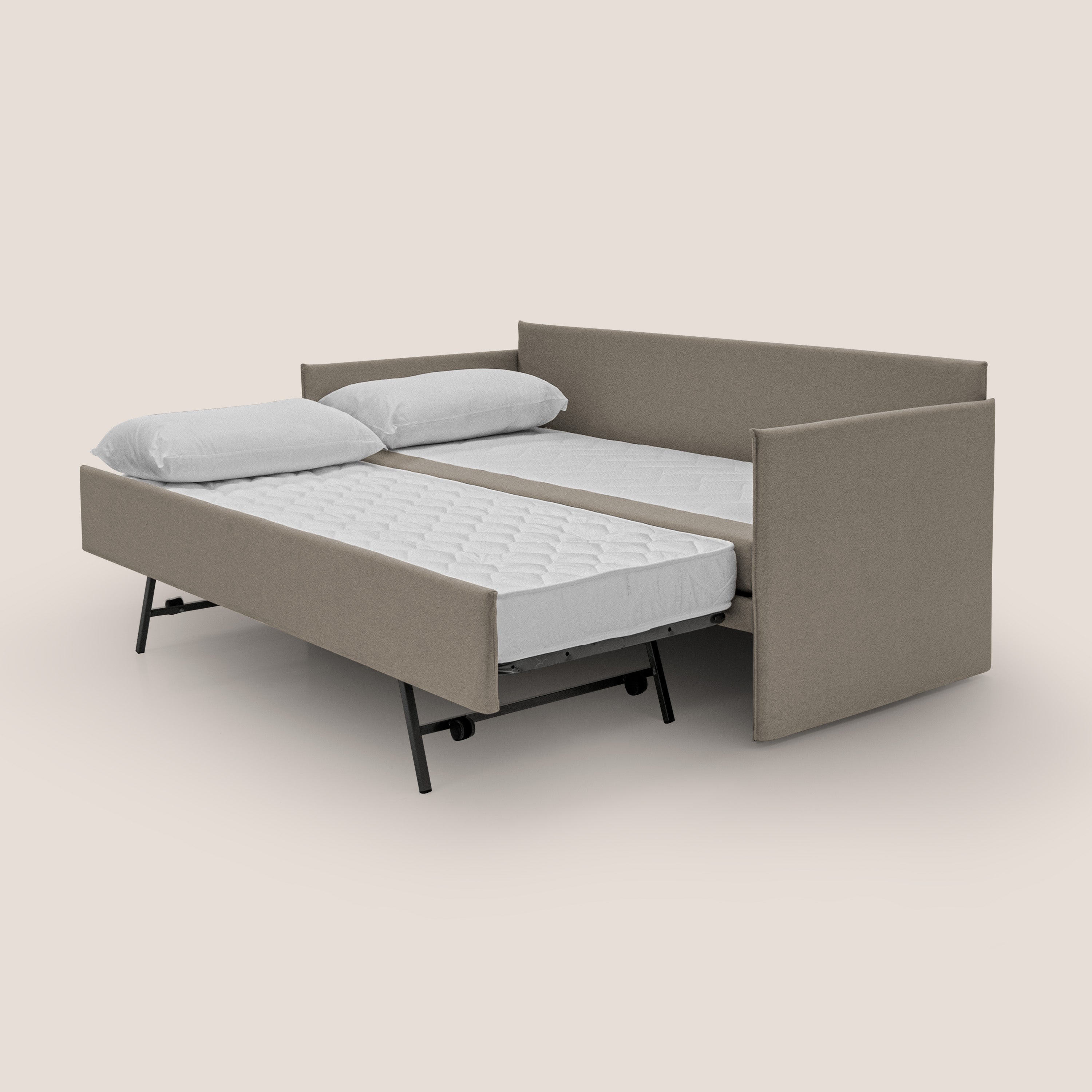 Brera Divano duplex con doppio letto in tessuto simil cotone impermeabile T13 tortora - divani.store