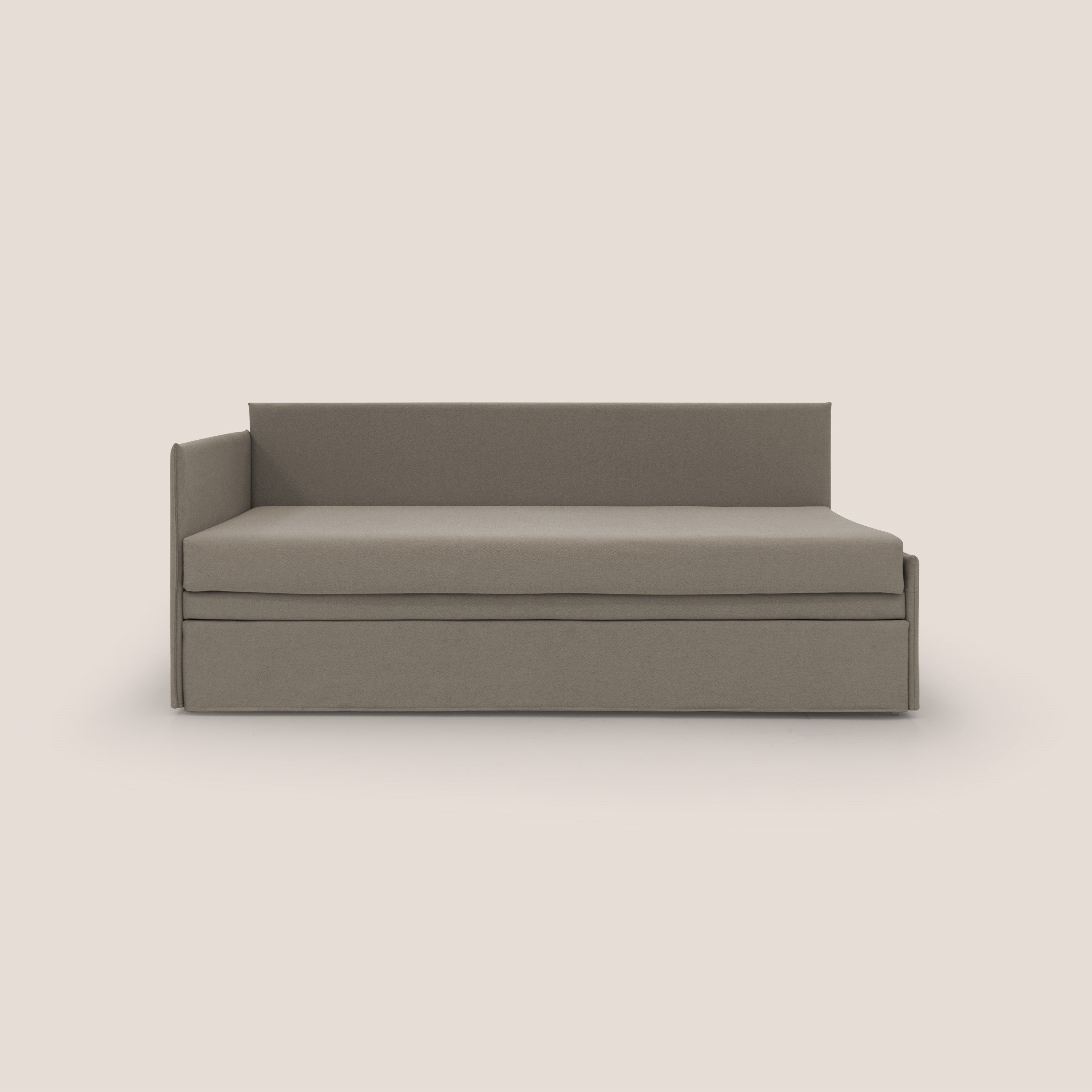 Durini Divano duplex con doppio letto in tessuto simil cotone impermeabile T13 tortora - divani.store