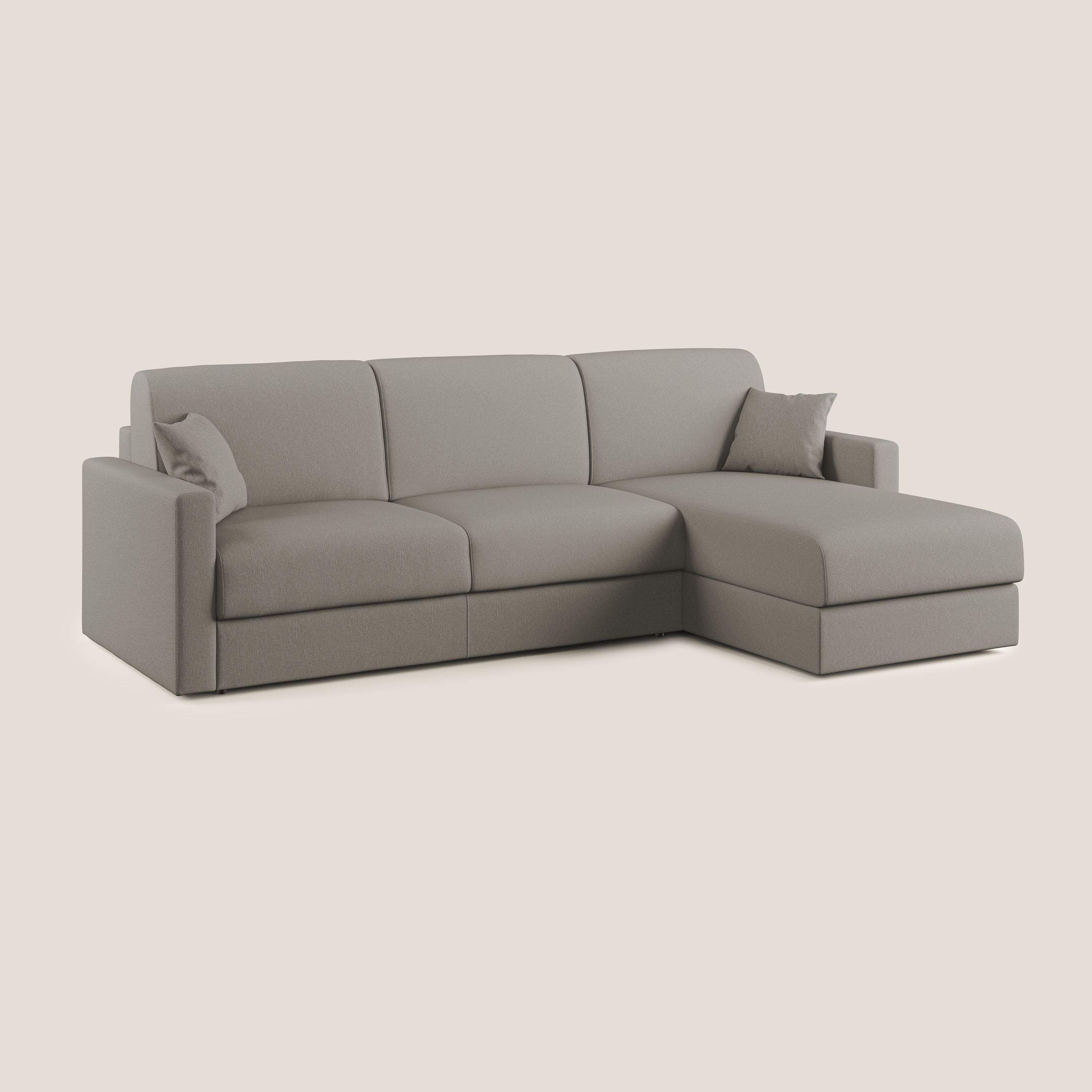 Chris Divano letto angolare 5 posti in tessuto impermeabile T13 tortora - divani.store