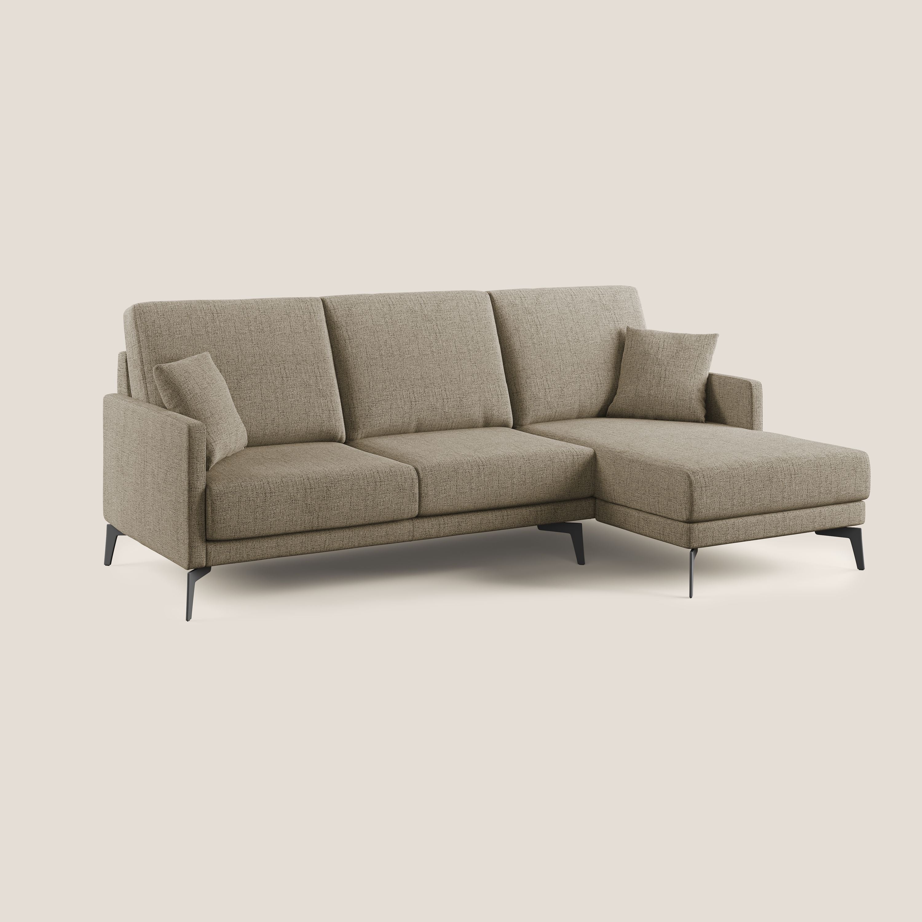 Saturno divano angolare moderno in tessuto morbido impermeabile T03 marrone - divani.store