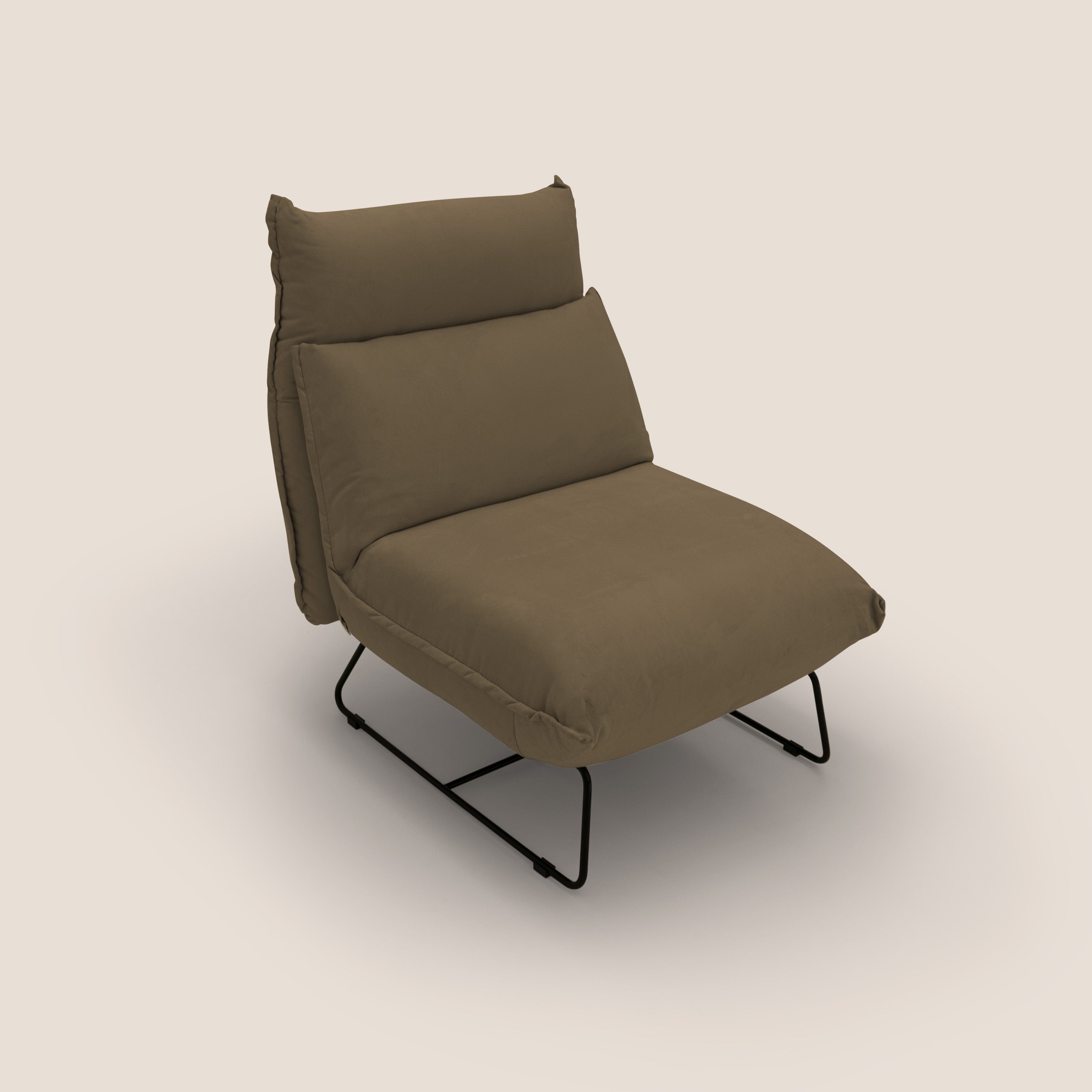 Tessa Poltroncina dal design moderno in morbida microfibra smacchiabile T11 marrone - divani.store