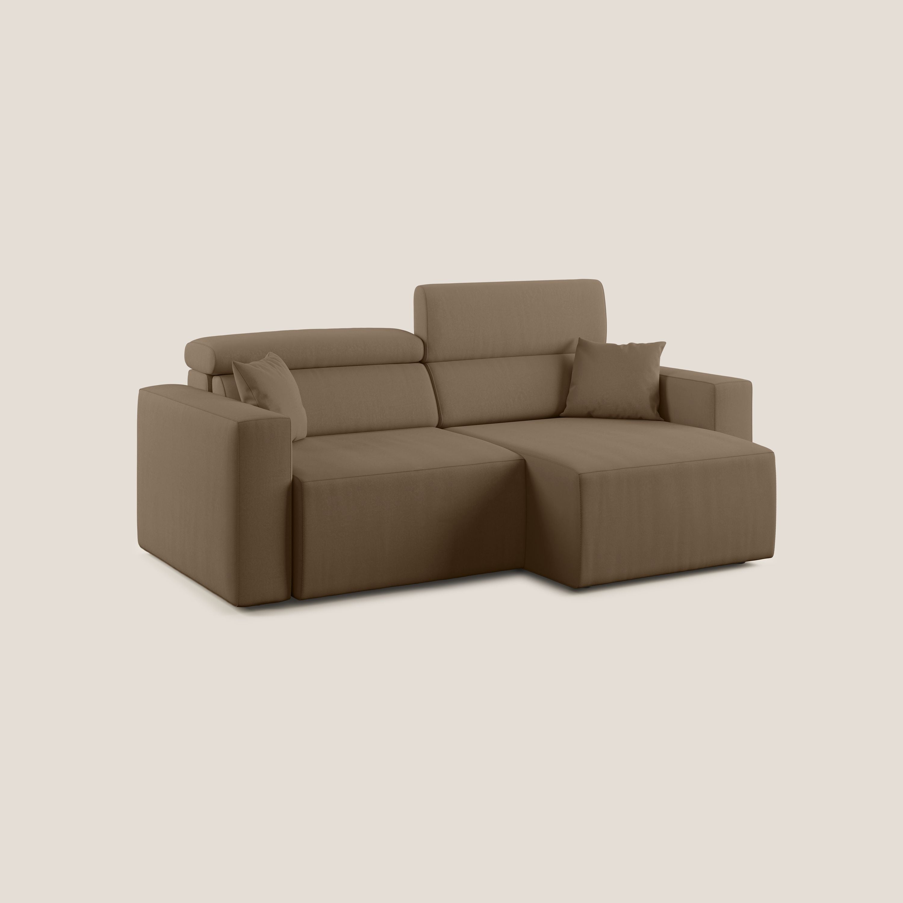 Orwell divano con seduta estraibile in microfibra smacchiabile T11 marrone - divani.store