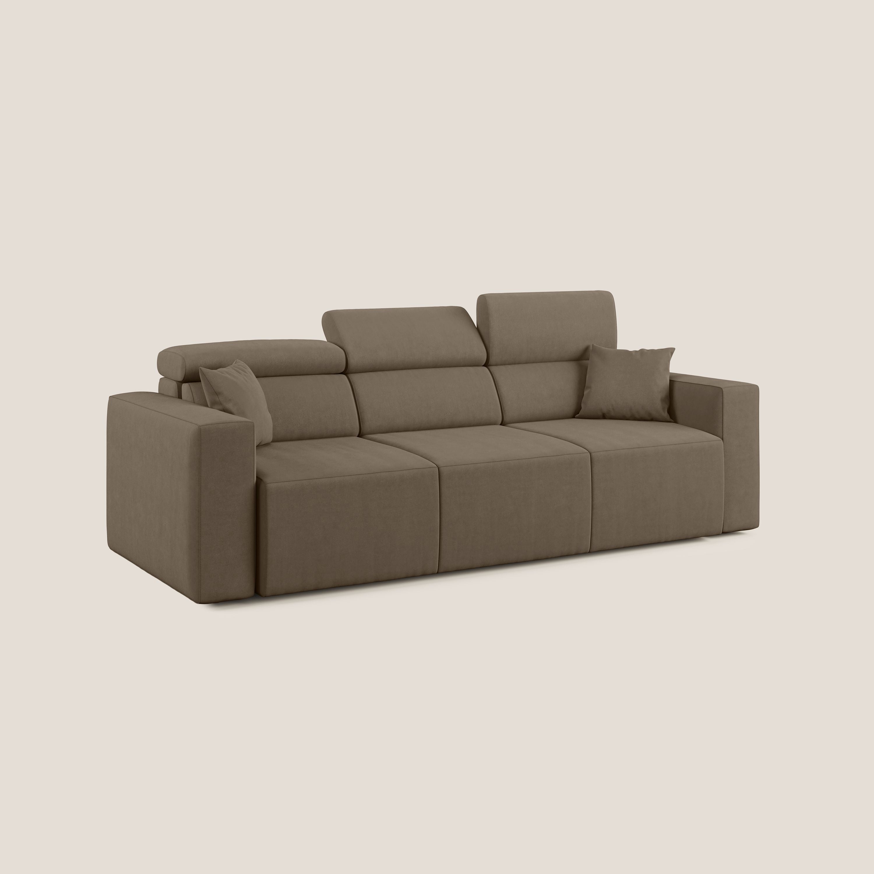 Orwell divano con 3 sedute estraibili in microfibra smacchiabile T11 marrone - divani.store