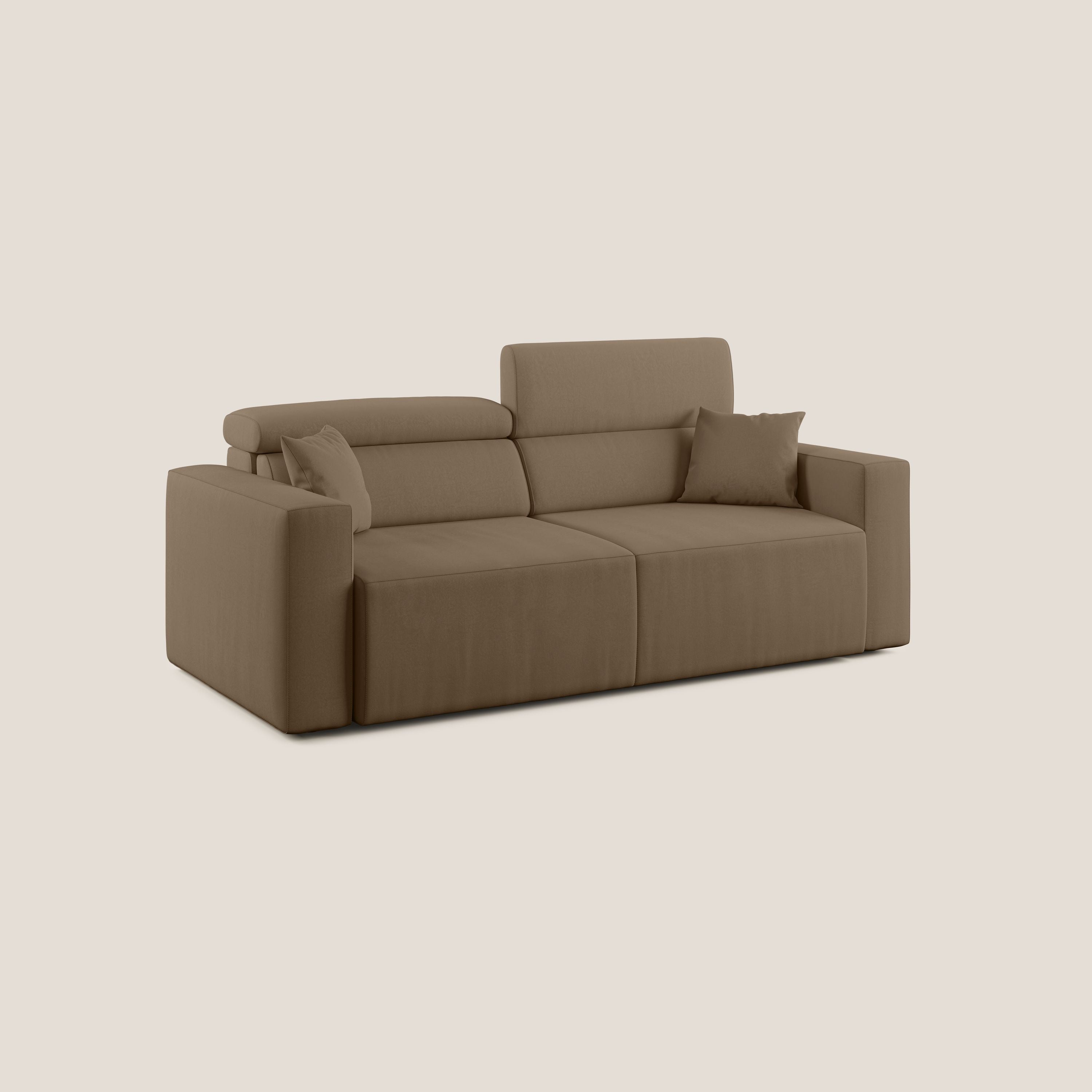 Orwell divano con seduta estraibile in microfibra smacchiabile T11 marrone - divani.store
