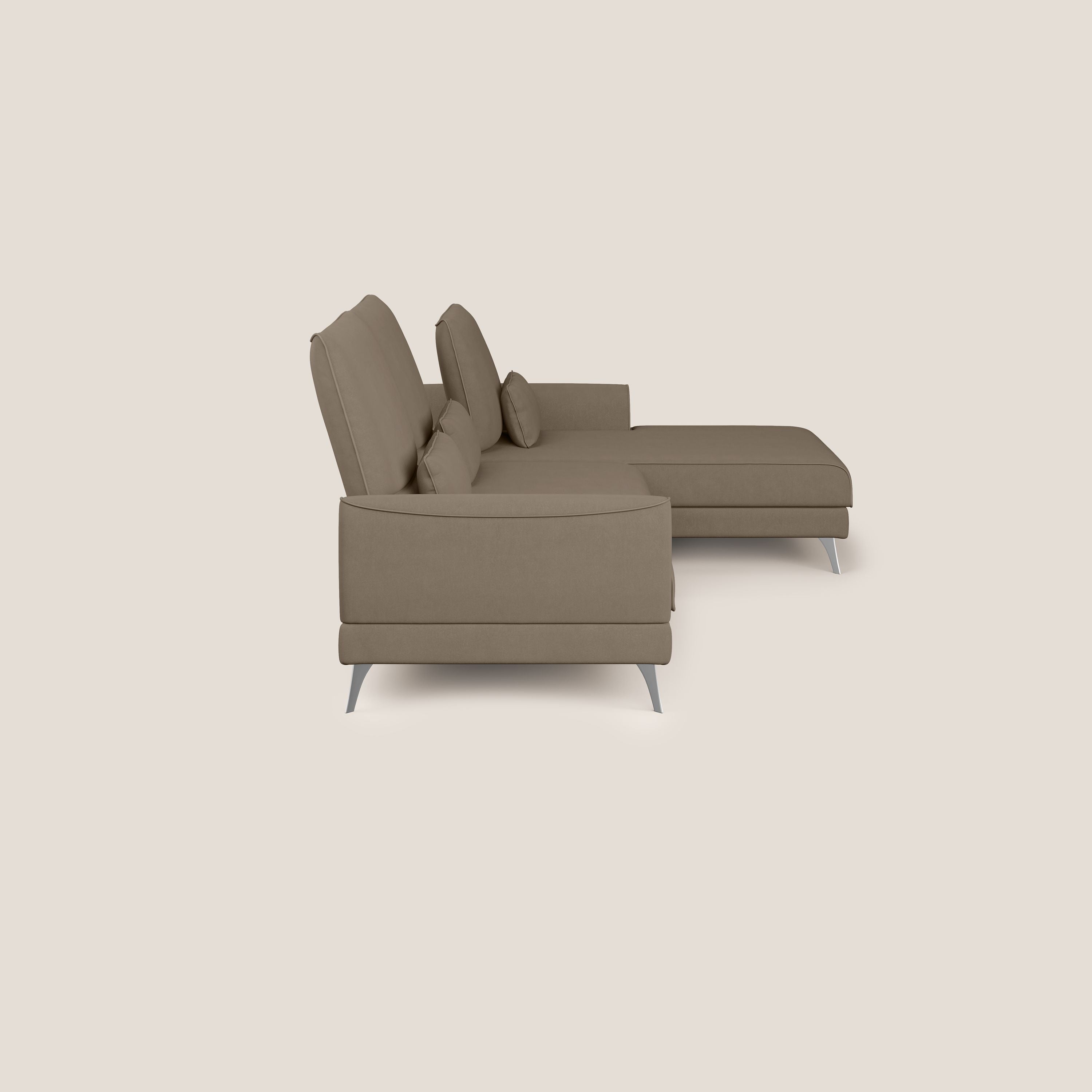 Tommy Divano angolare con relax e schienali traslanti in microfibra smacchiabile T11 marrone - divani.store