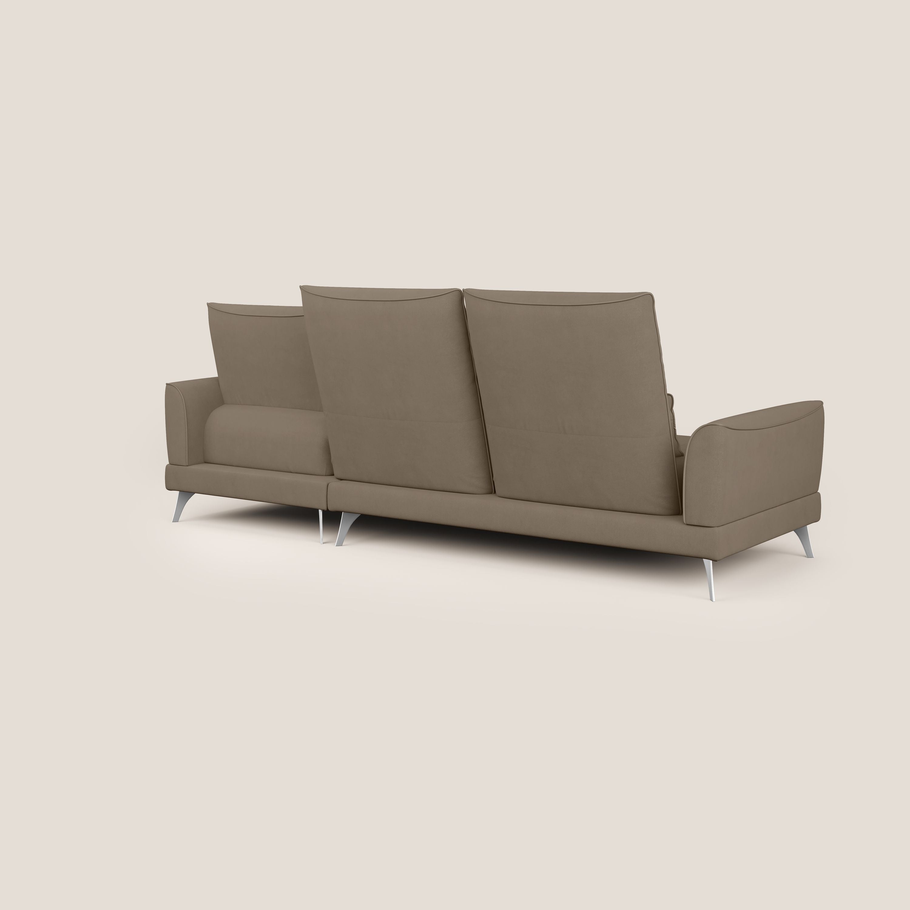 Tommy Divano angolare con relax e schienali traslanti in microfibra smacchiabile T11 marrone - divani.store