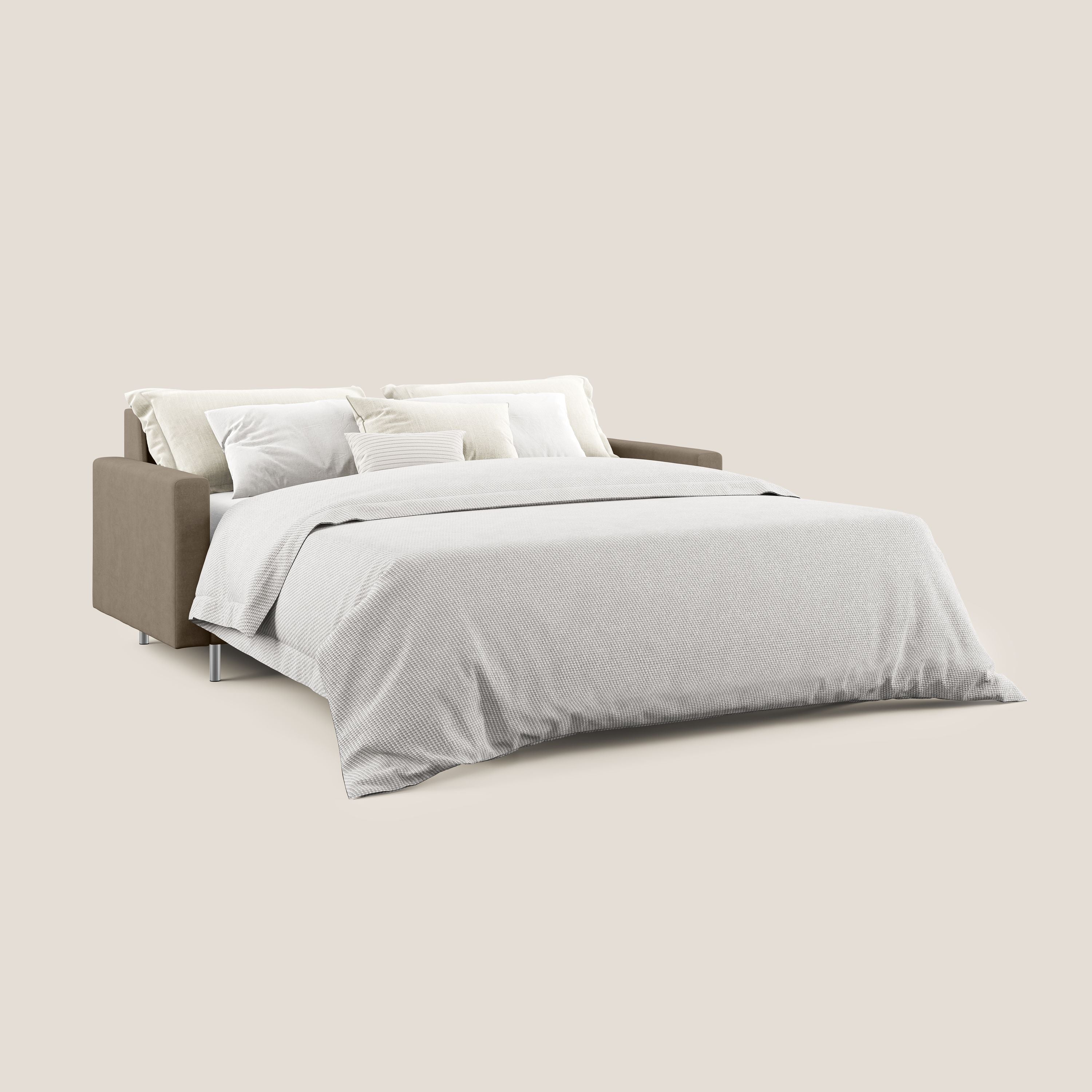 Megan divano letto matrimoniale in microfibra smacchiabile T11 marrone - divani.store