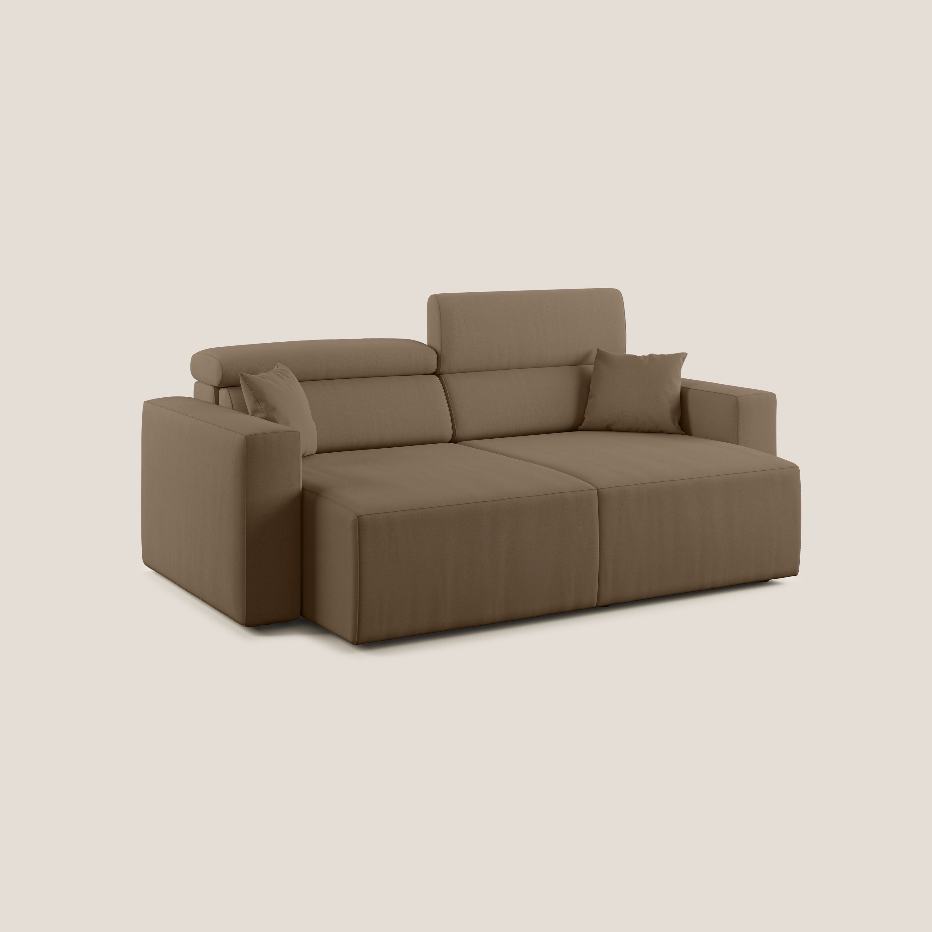 Orwell divano con seduta estraibile in microfibra smacchiabile T11 marrone - divani.store