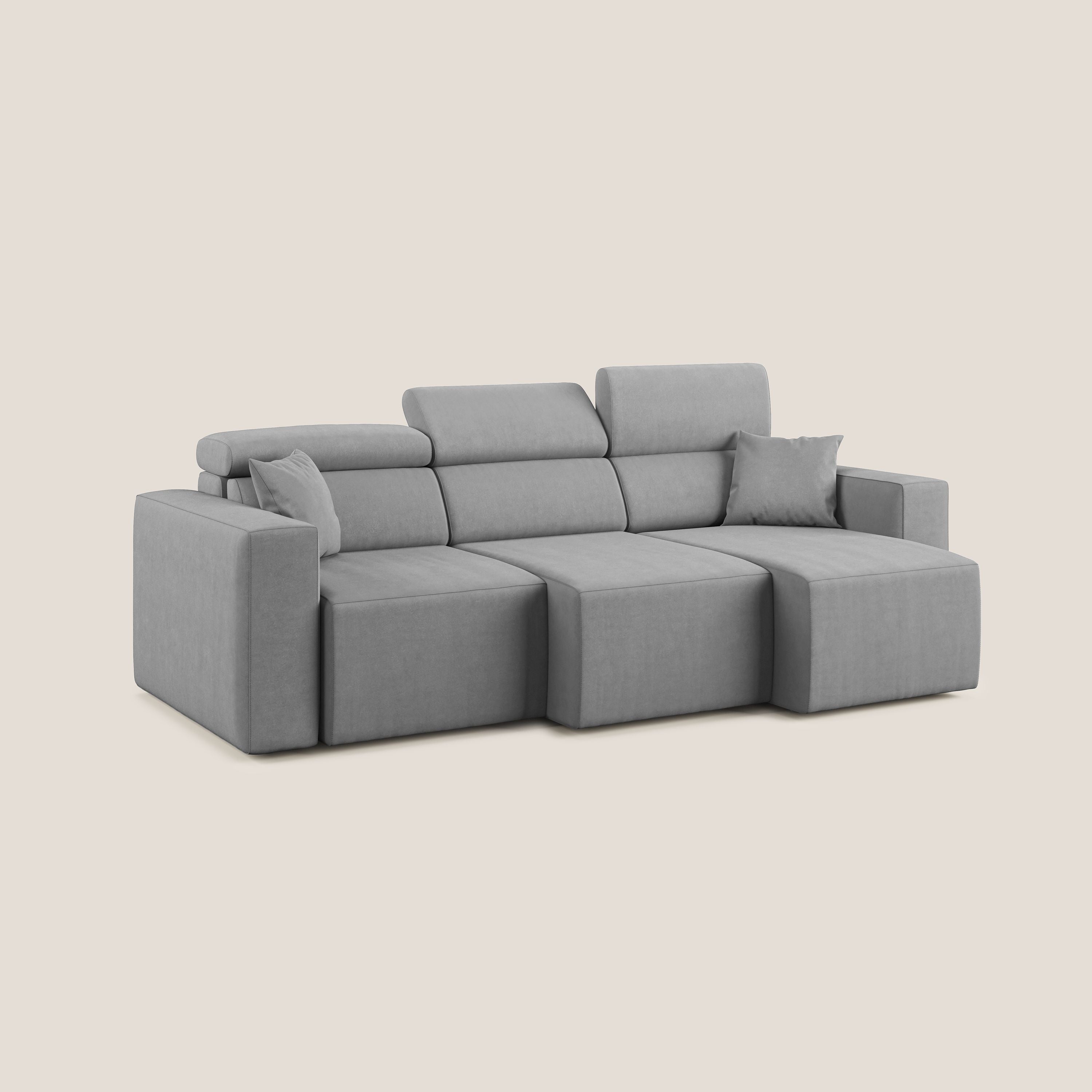 Orwell divano con 3 sedute estraibili in microfibra smacchiabile T11 grigio - divani.store