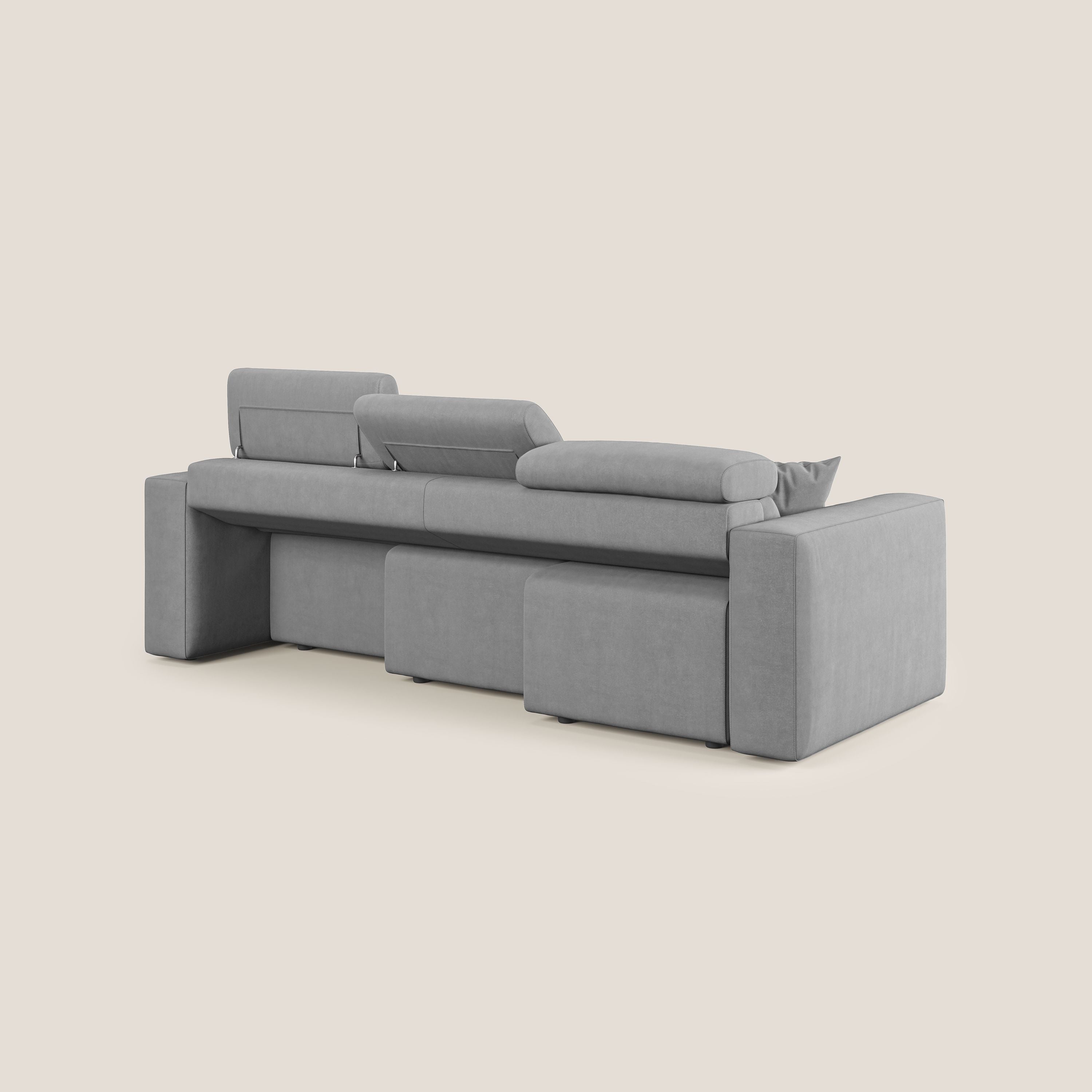 Orwell divano con 3 sedute estraibili in microfibra smacchiabile T11 grigio - divani.store