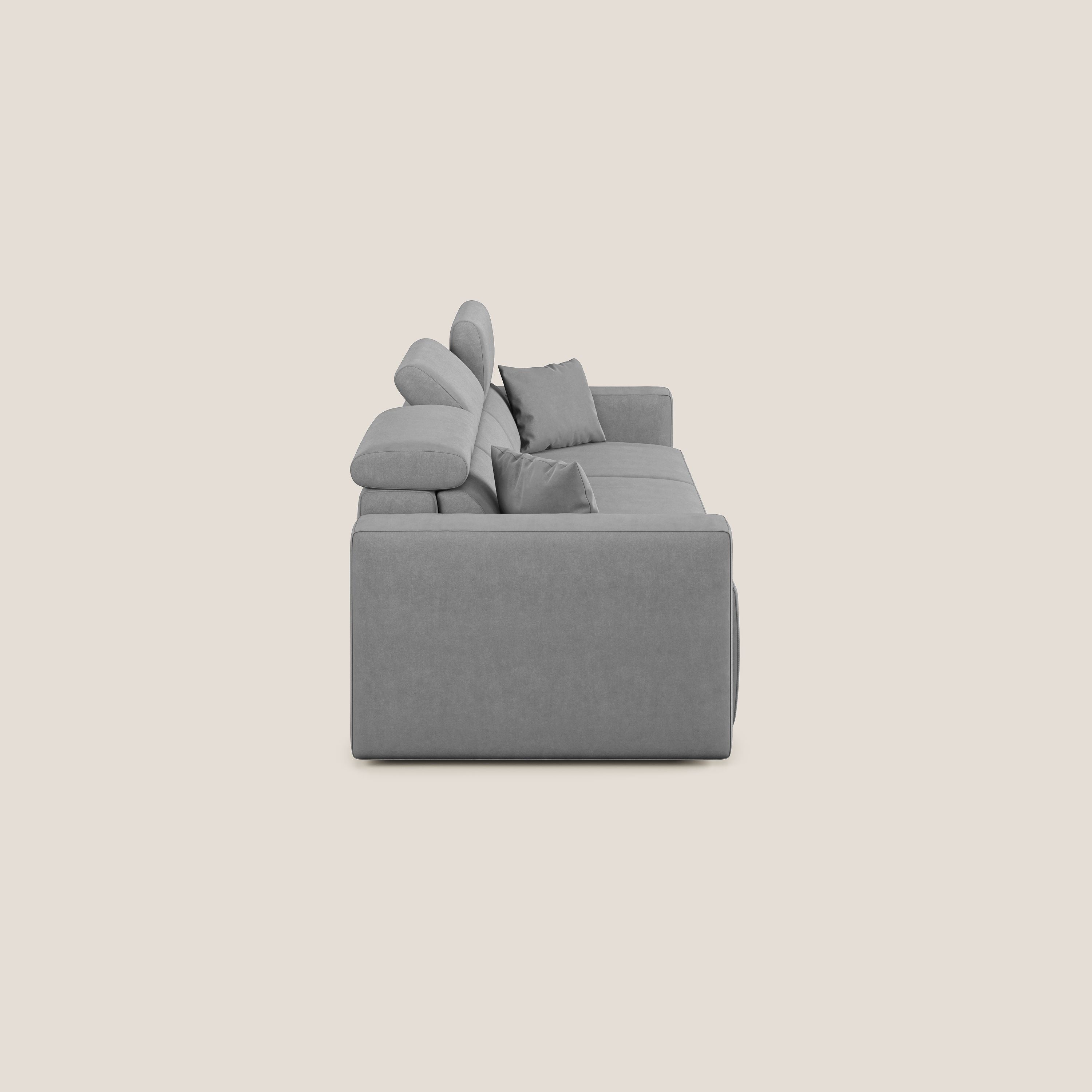 Orwell divano con 3 sedute estraibili in microfibra smacchiabile T11 grigio - divani.store