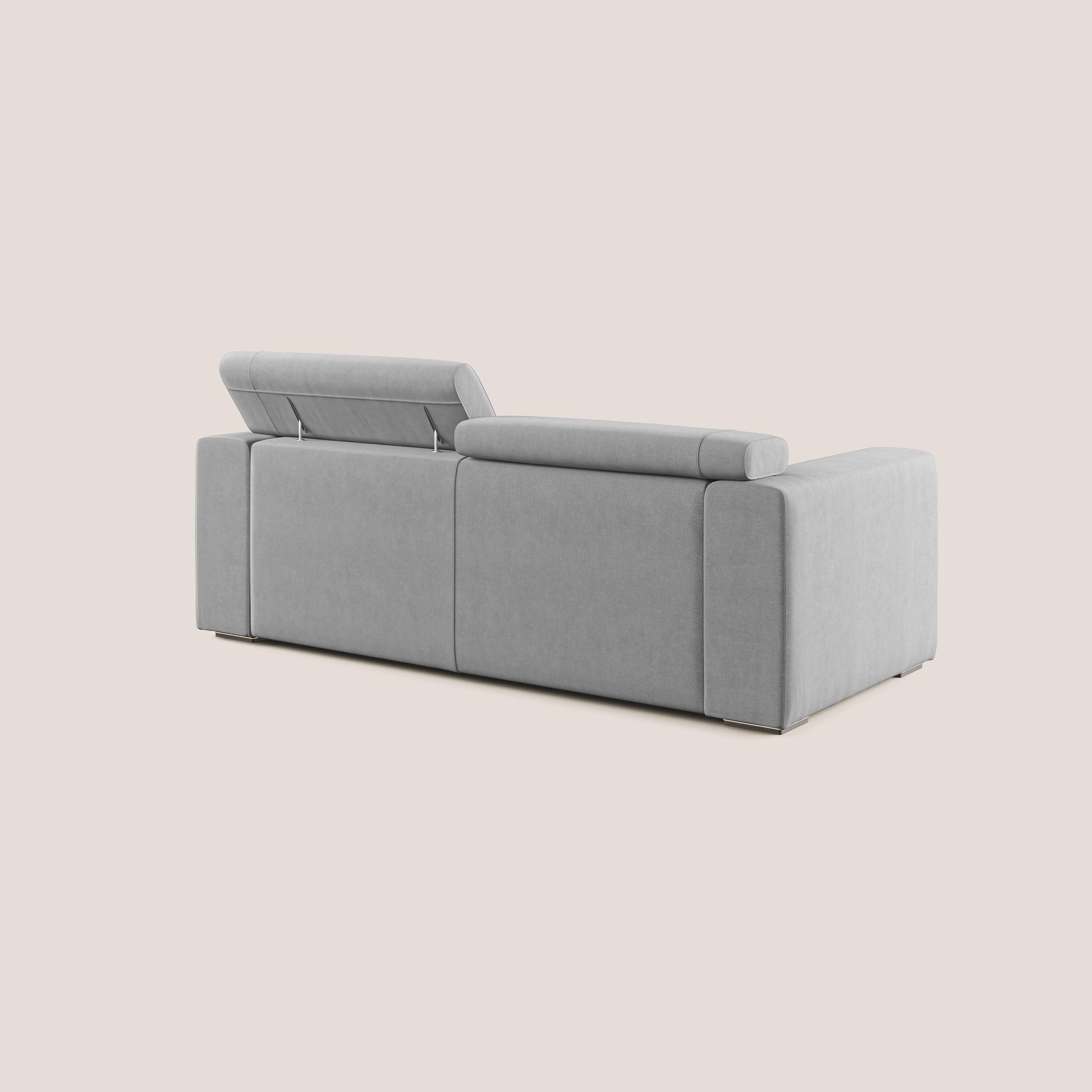 Vegas divano con poggiatesta reclinabili in microfibra smacchiabile T11 grigio - divani.store