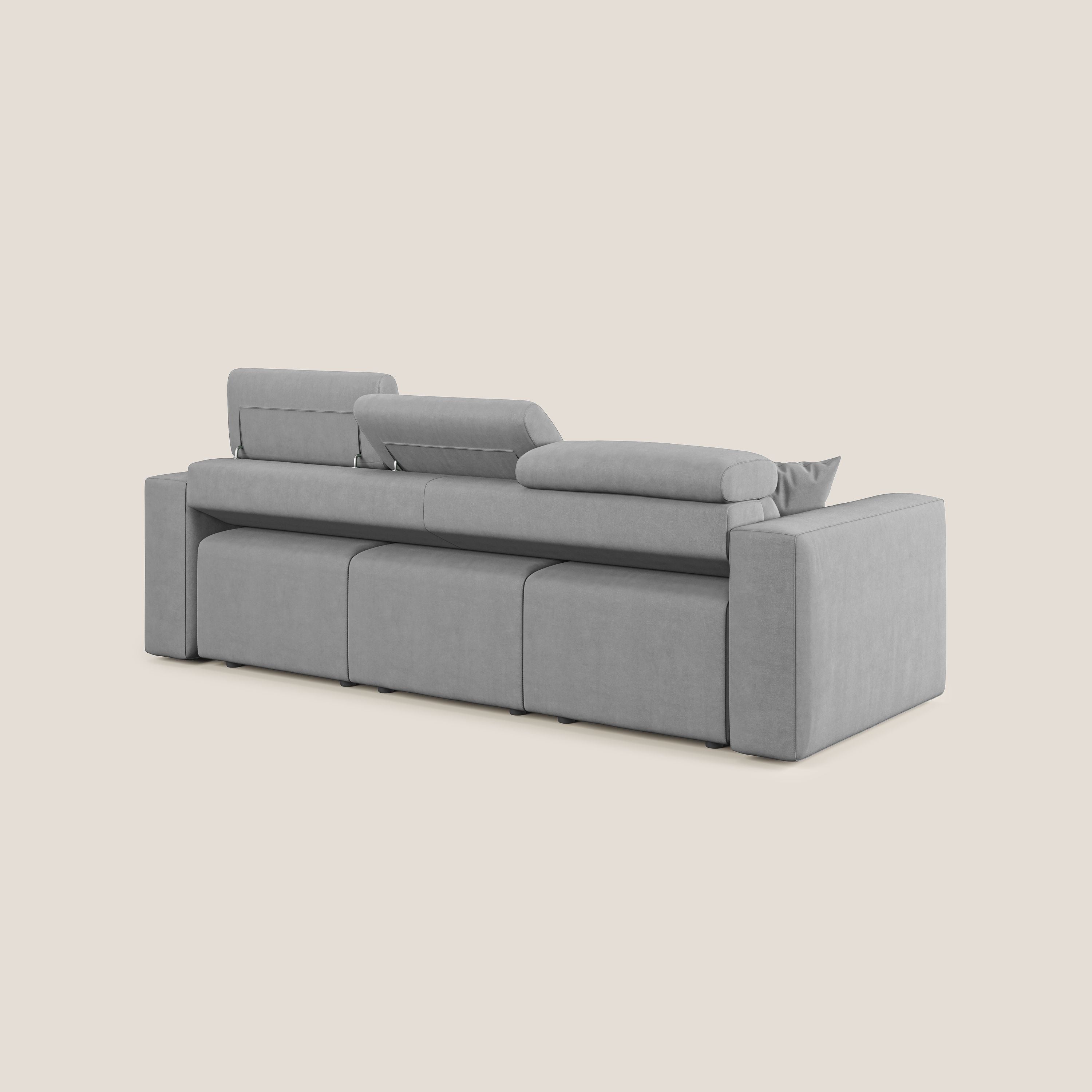 Orwell divano con 3 sedute estraibili in microfibra smacchiabile T11 grigio - divani.store