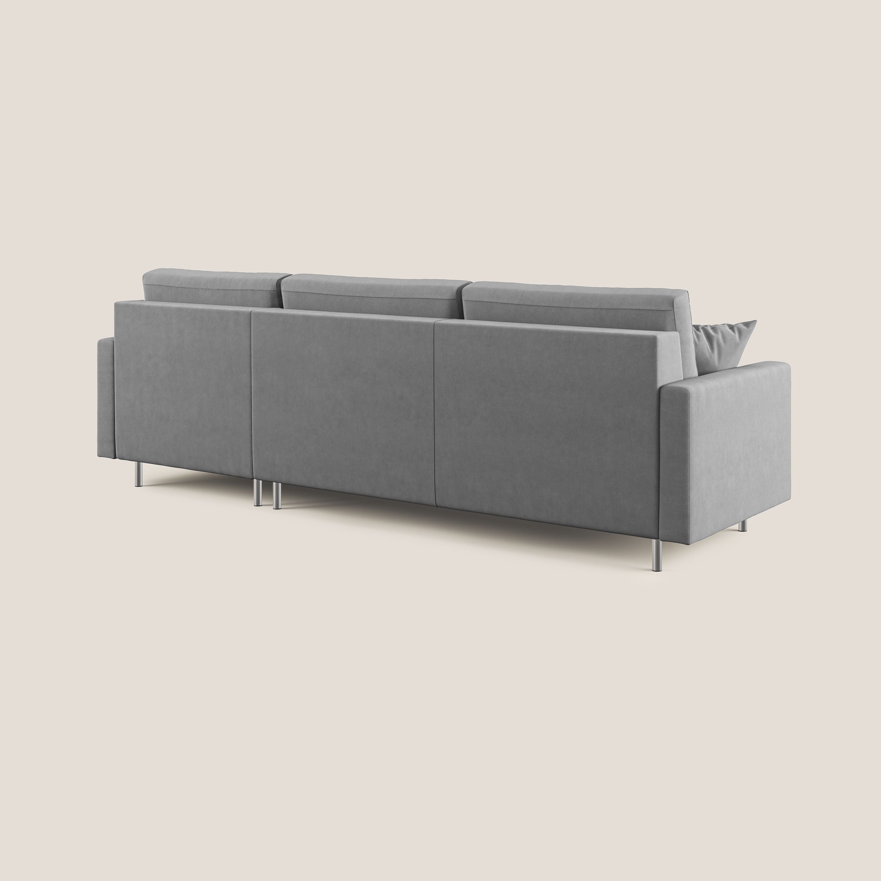 Megan divano letto angolare in microfibra smacchiabile T11 grigio - divani.store