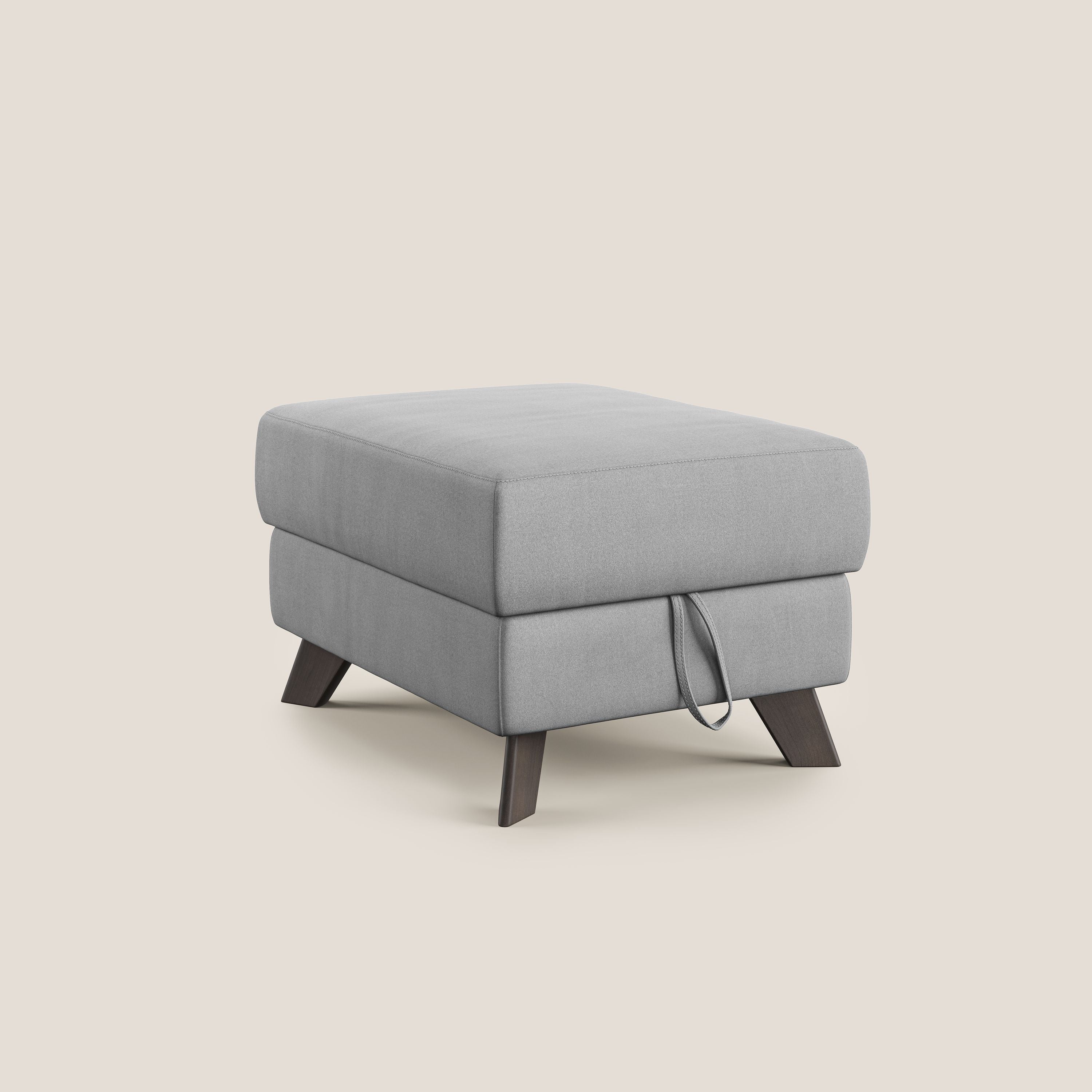 Moon Pouf contenitore e piedini alti in microfibra impermeabile T11 grigio - divani.store