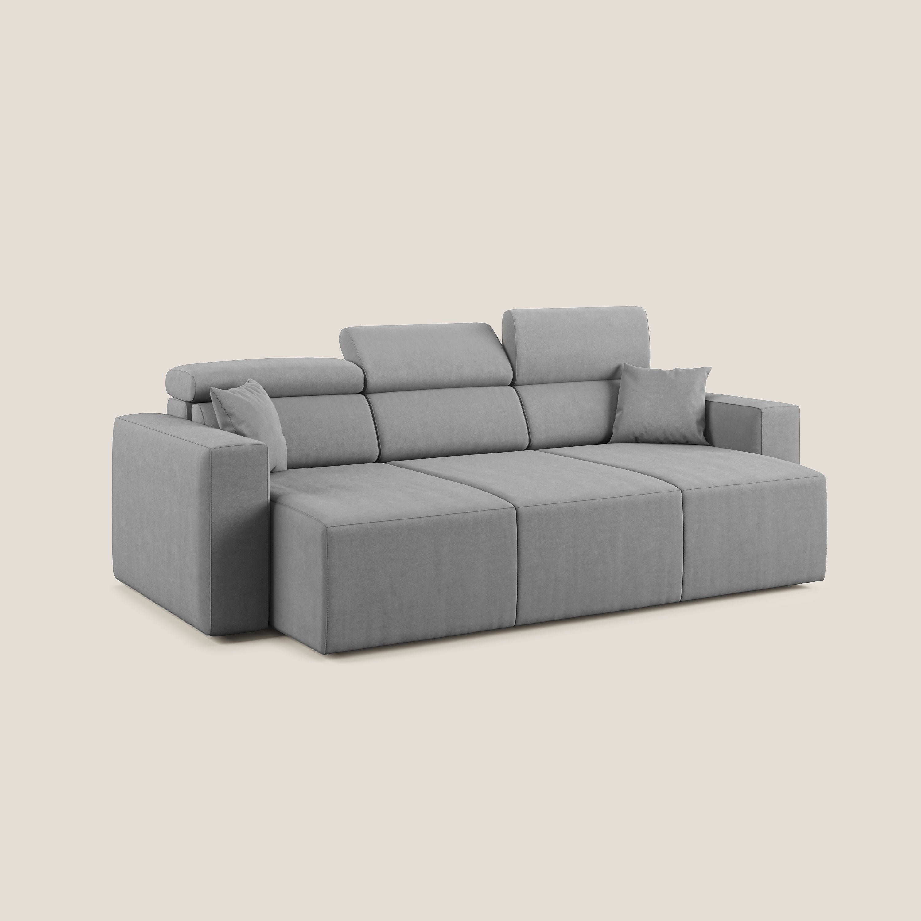 Orwell divano con 3 sedute estraibili in microfibra smacchiabile T11 grigio - divani.store