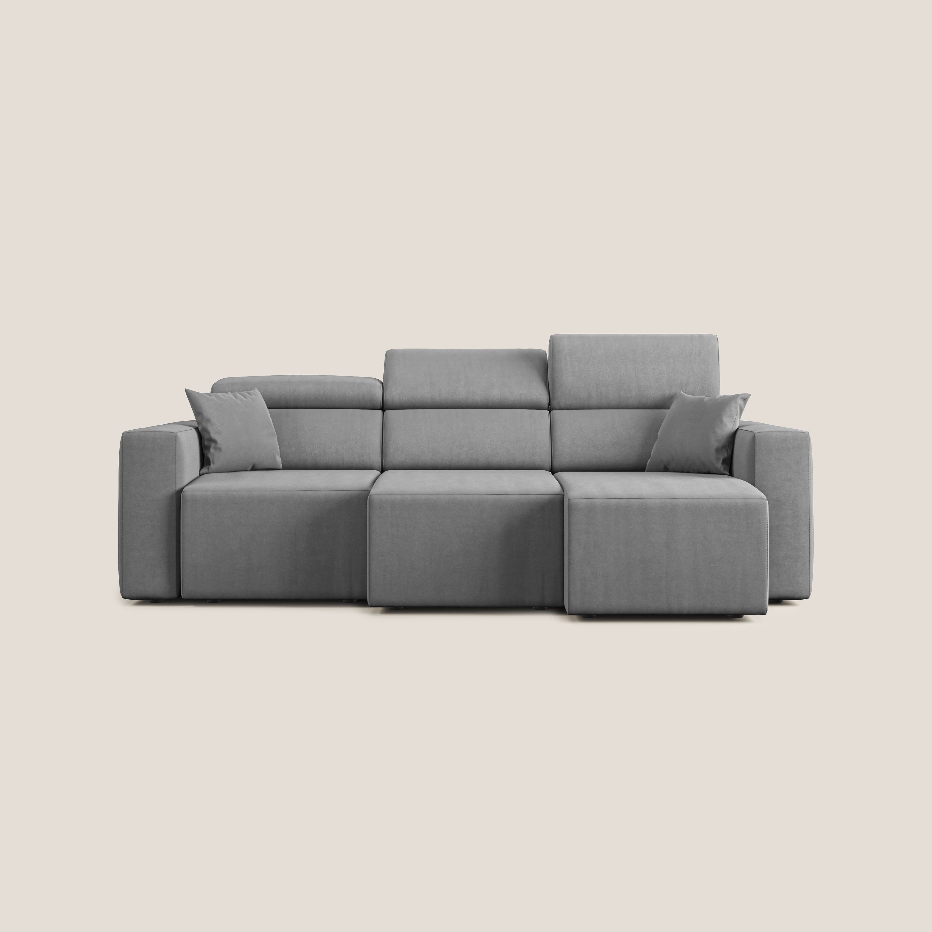 Orwell divano con 3 sedute estraibili in microfibra smacchiabile T11 grigio - divani.store