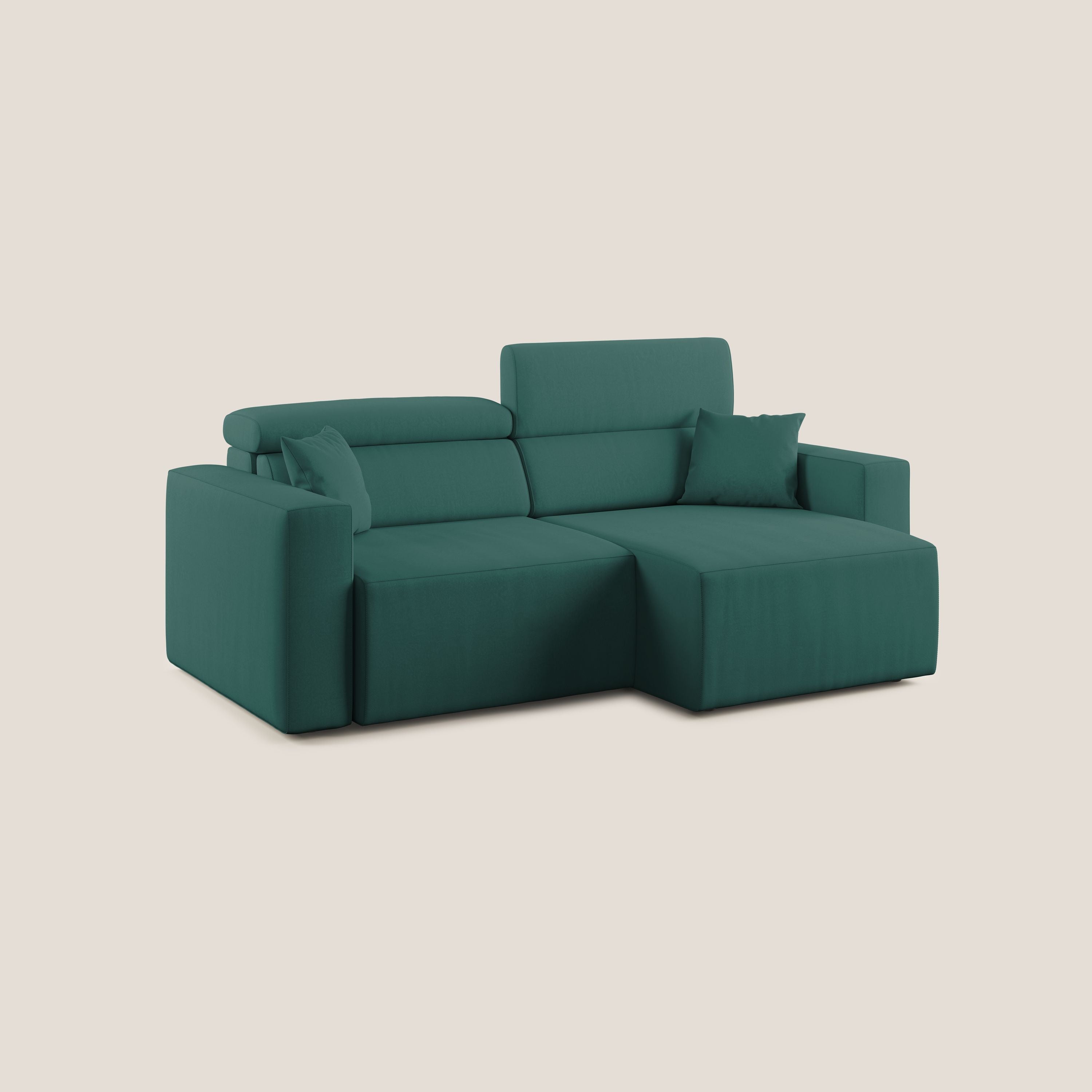 Orwell divano con seduta estraibile in microfibra smacchiabile T11 petrolio - divani.store