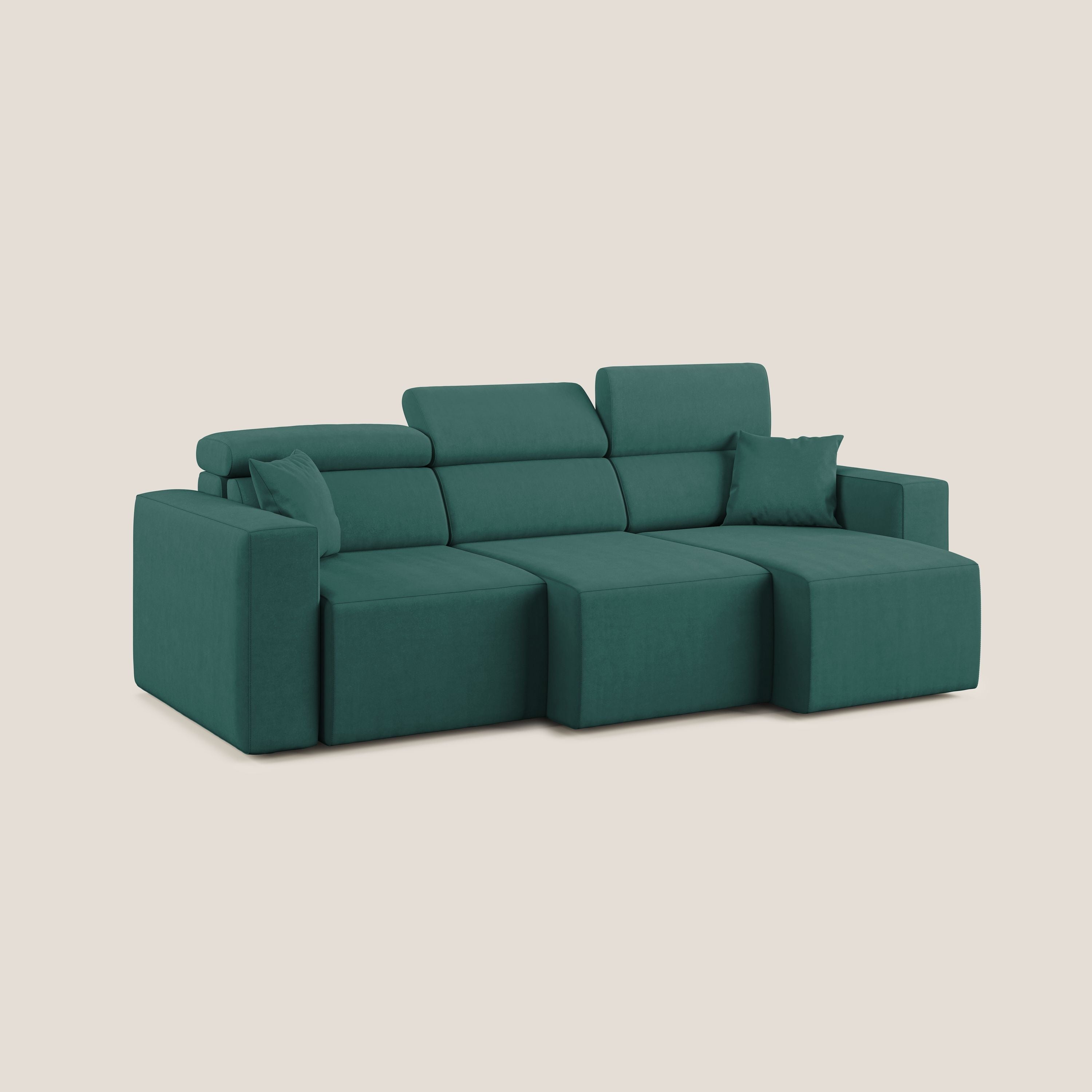 Orwell divano con 3 sedute estraibili in microfibra smacchiabile T11 petrolio - divani.store