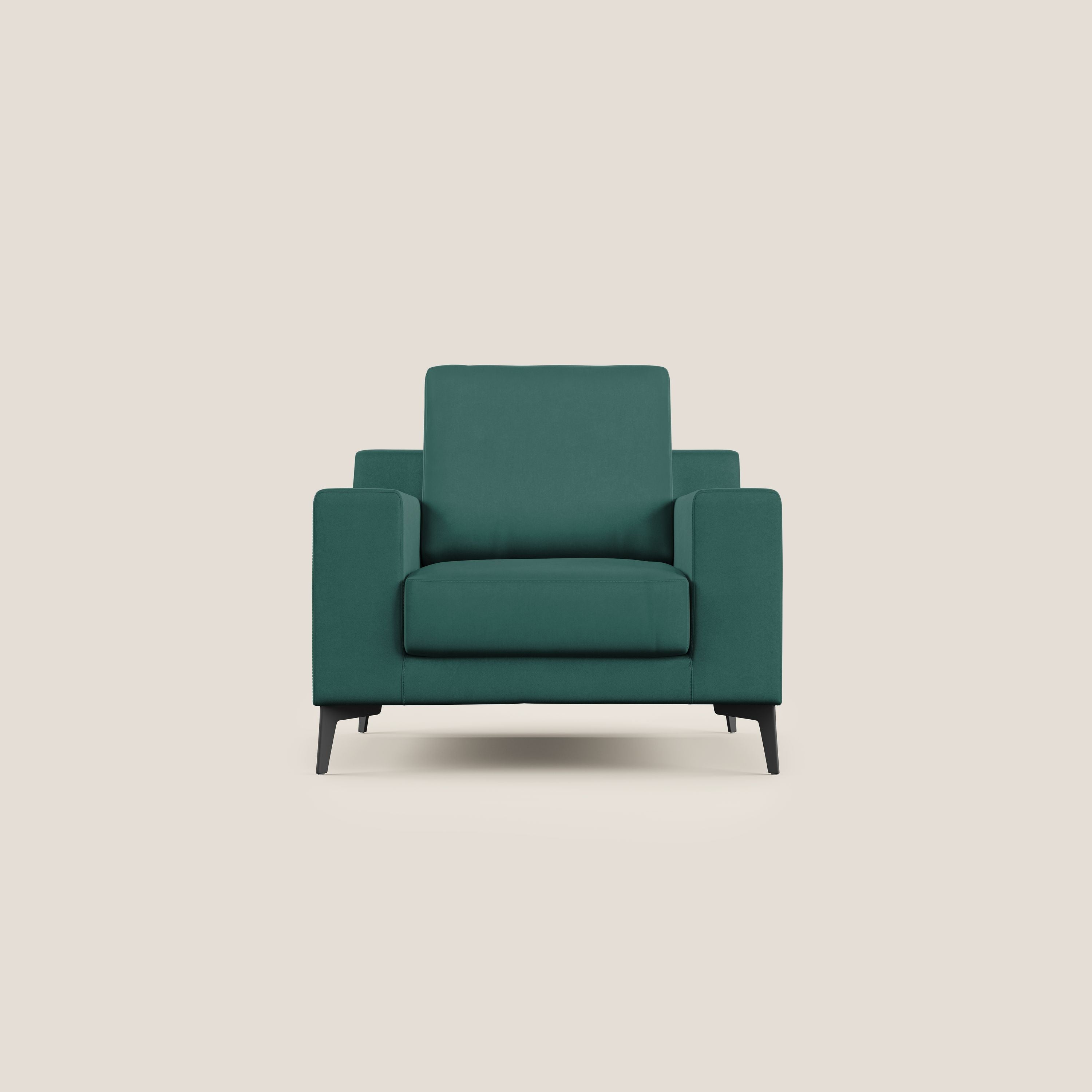 Prestige poltroncina moderna in microfibra smacchiabile T11 petrolio - divani.store