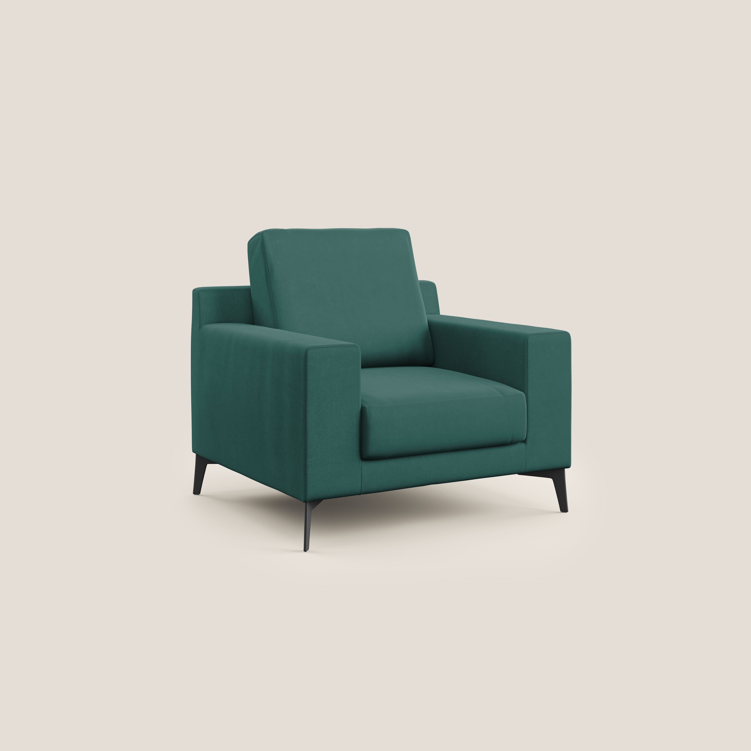 Prestige poltroncina moderna in microfibra smacchiabile T11 petrolio - divani.store