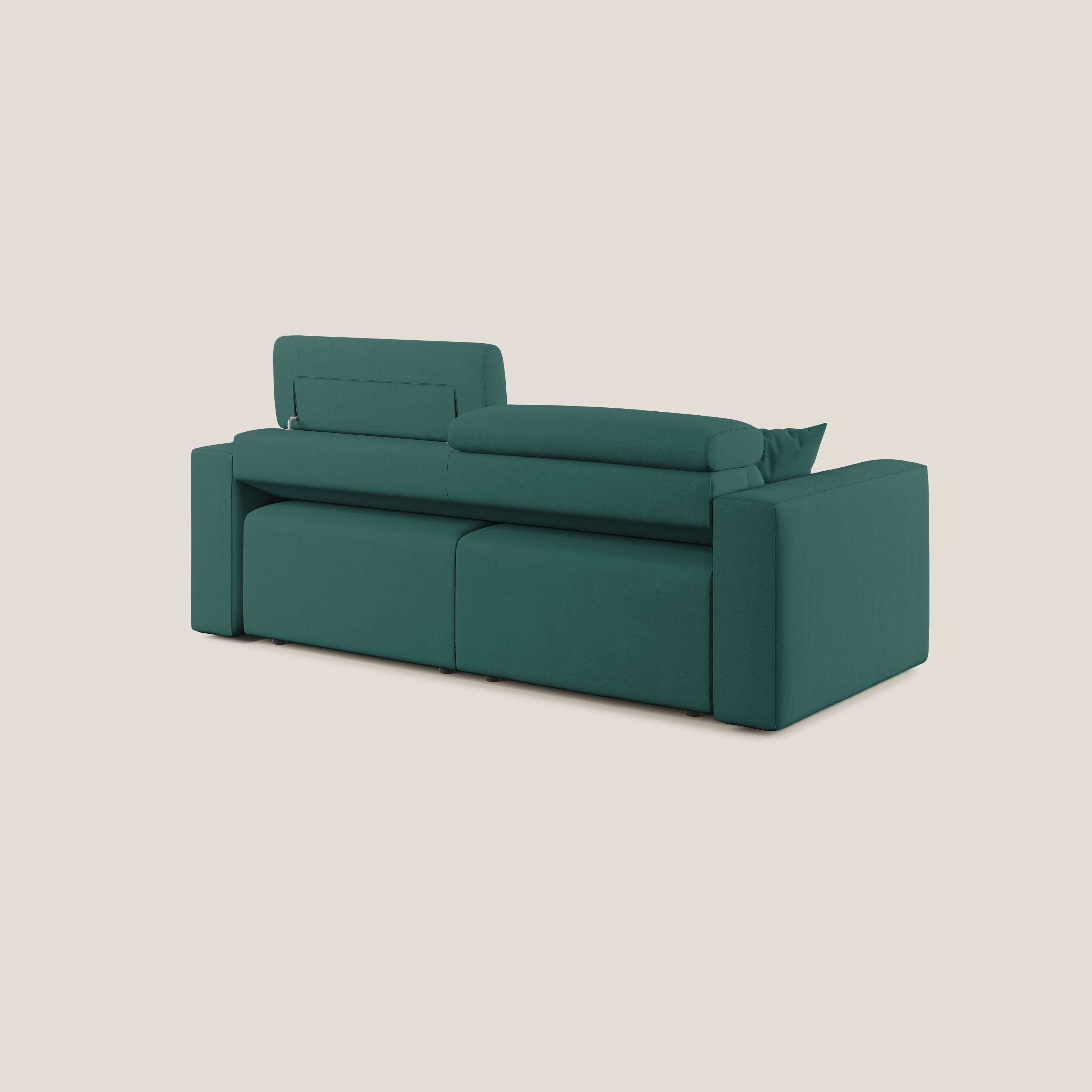 Orwell divano con seduta estraibile in microfibra smacchiabile T11 petrolio - divani.store