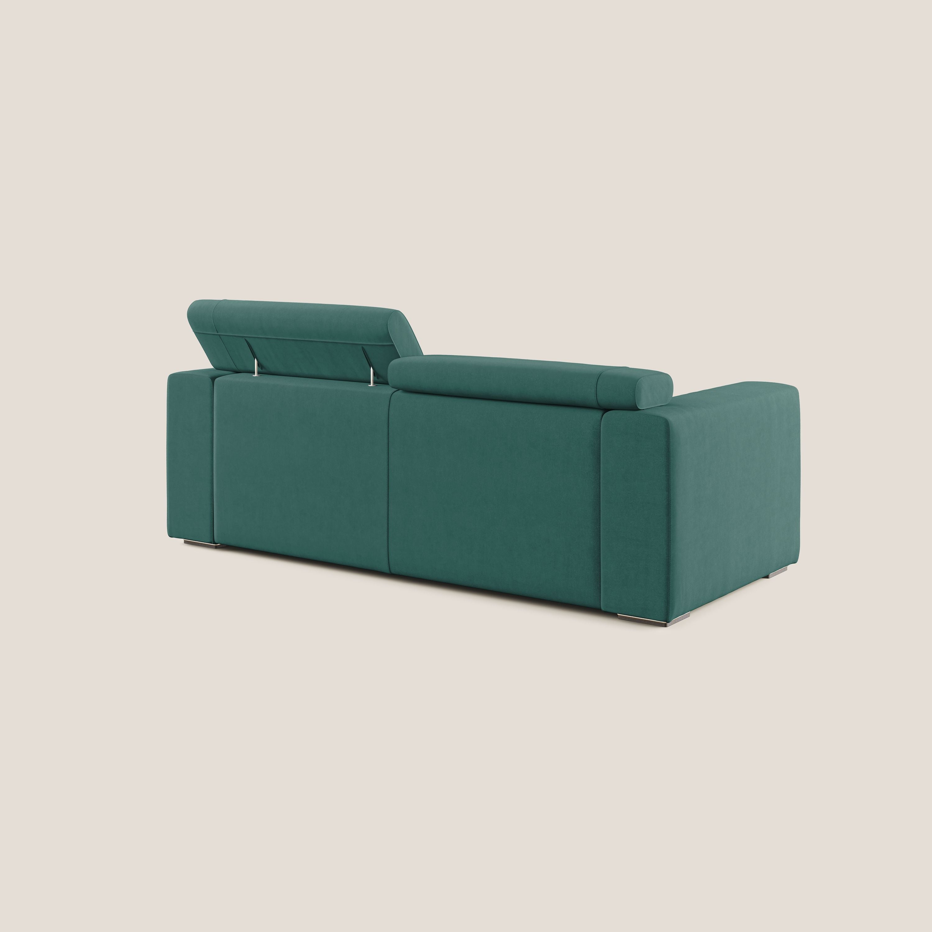 Vegas divano con poggiatesta reclinabili in microfibra smacchiabile T11 petrolio - divani.store