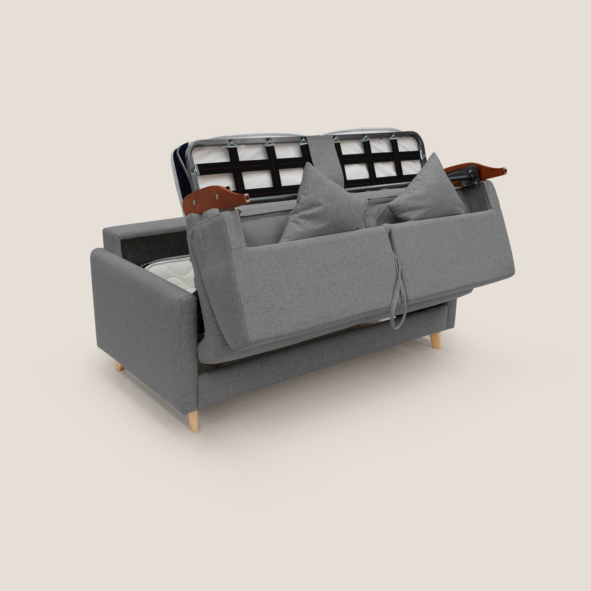 Edgar canapé convertible 180 cm (mat. 140x197 cm) en tissu FELIS imperméable T03 GRIS