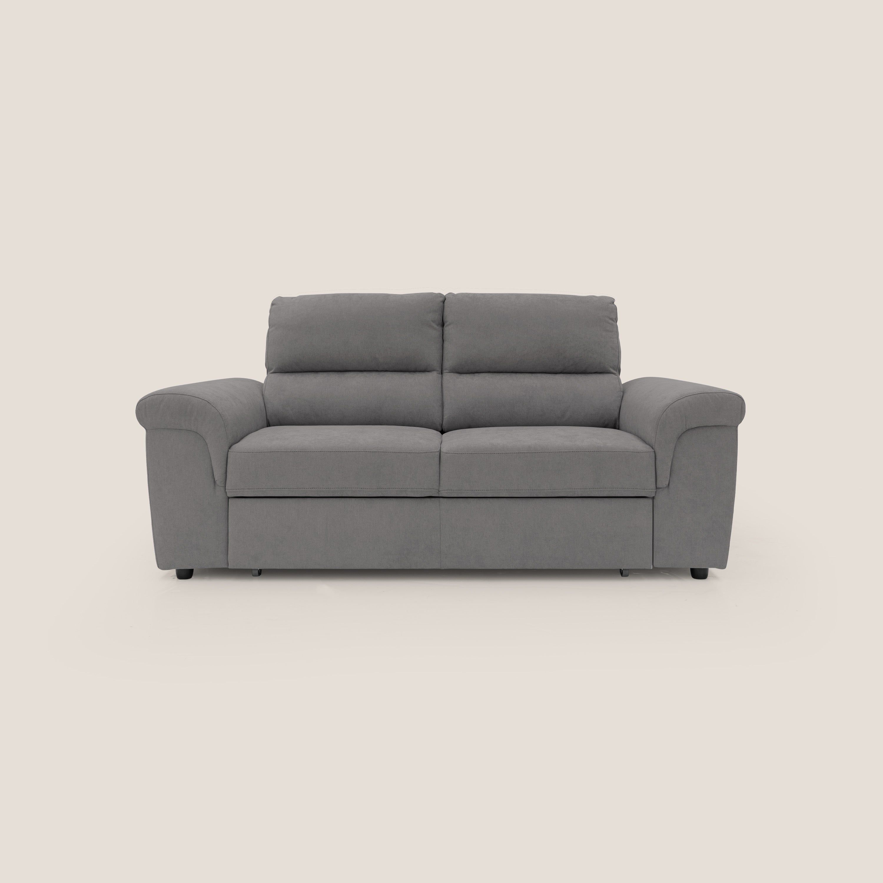 Minerva divano con pouf estraibile poggiapiedi in tessuto morbido impermeabile T02 grigio - divani.store