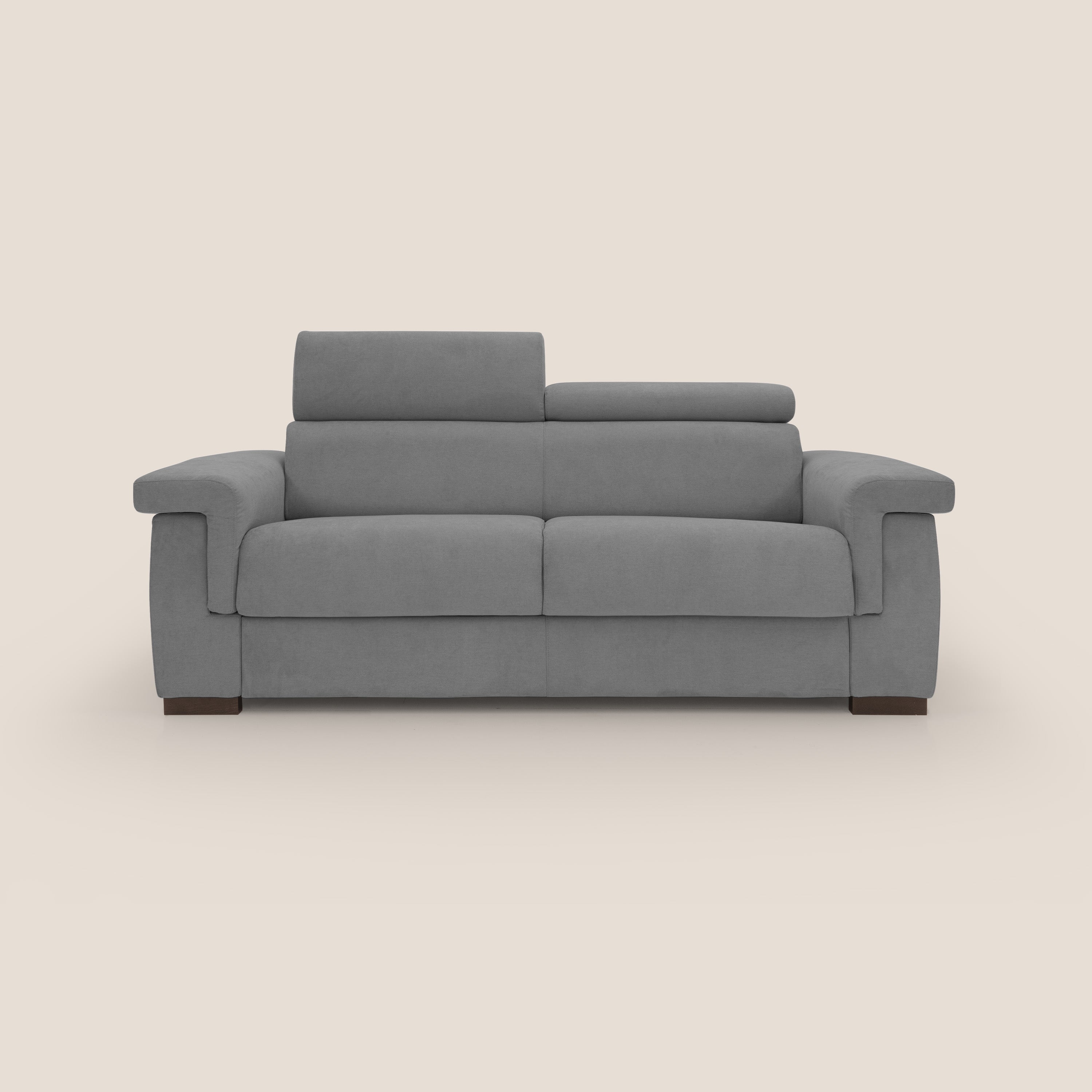 Bjorn divano letto sfoderabile con materasso H18 cm e poggiatesta reclinabili in tessuto impermeabile T02 grigio - divani.store
