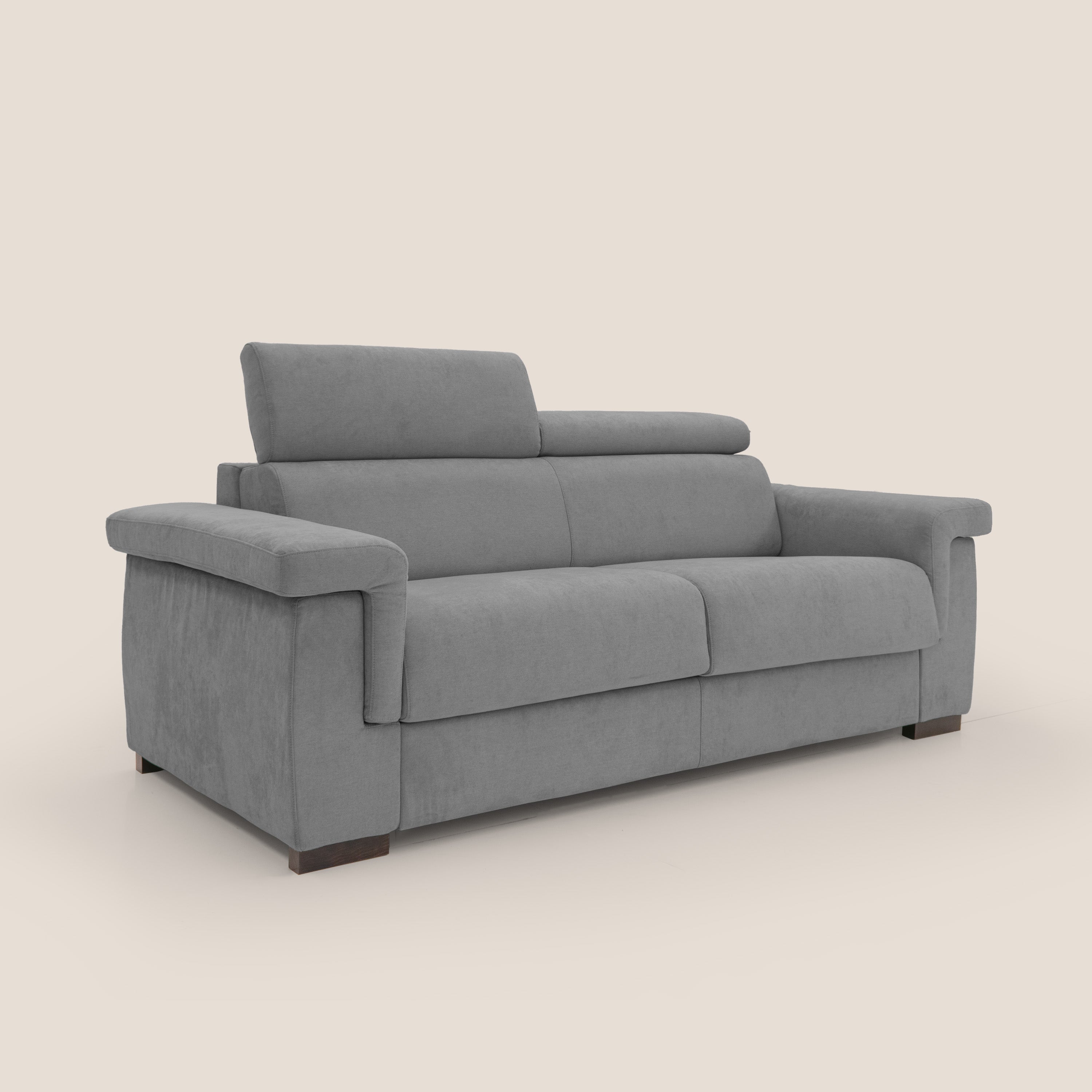 Bjorn divano letto sfoderabile con materasso H18 cm e poggiatesta reclinabili in tessuto impermeabile T02 grigio - divani.store