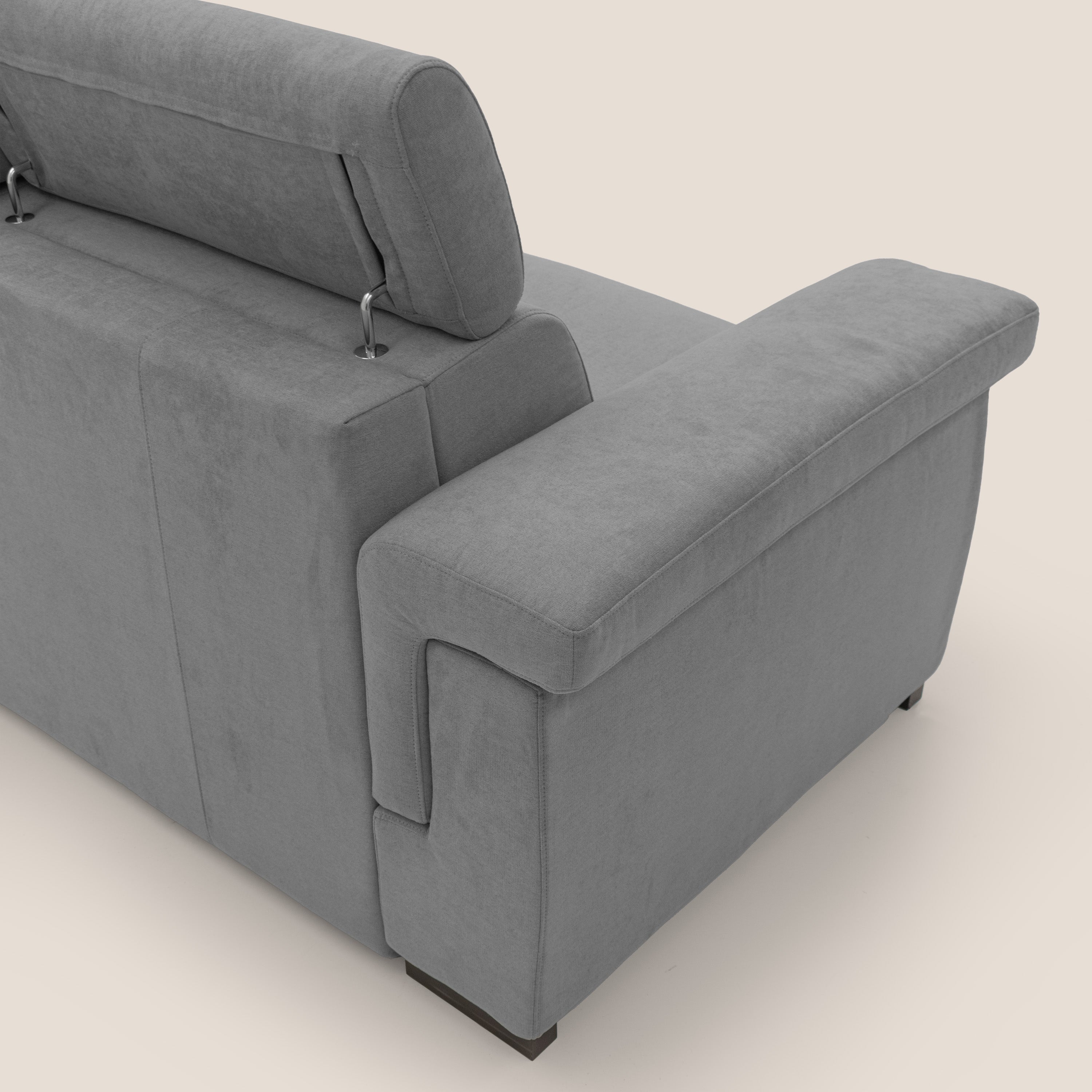 Bjorn divano letto sfoderabile con materasso H18 cm e poggiatesta reclinabili in tessuto impermeabile T02 grigio - divani.store