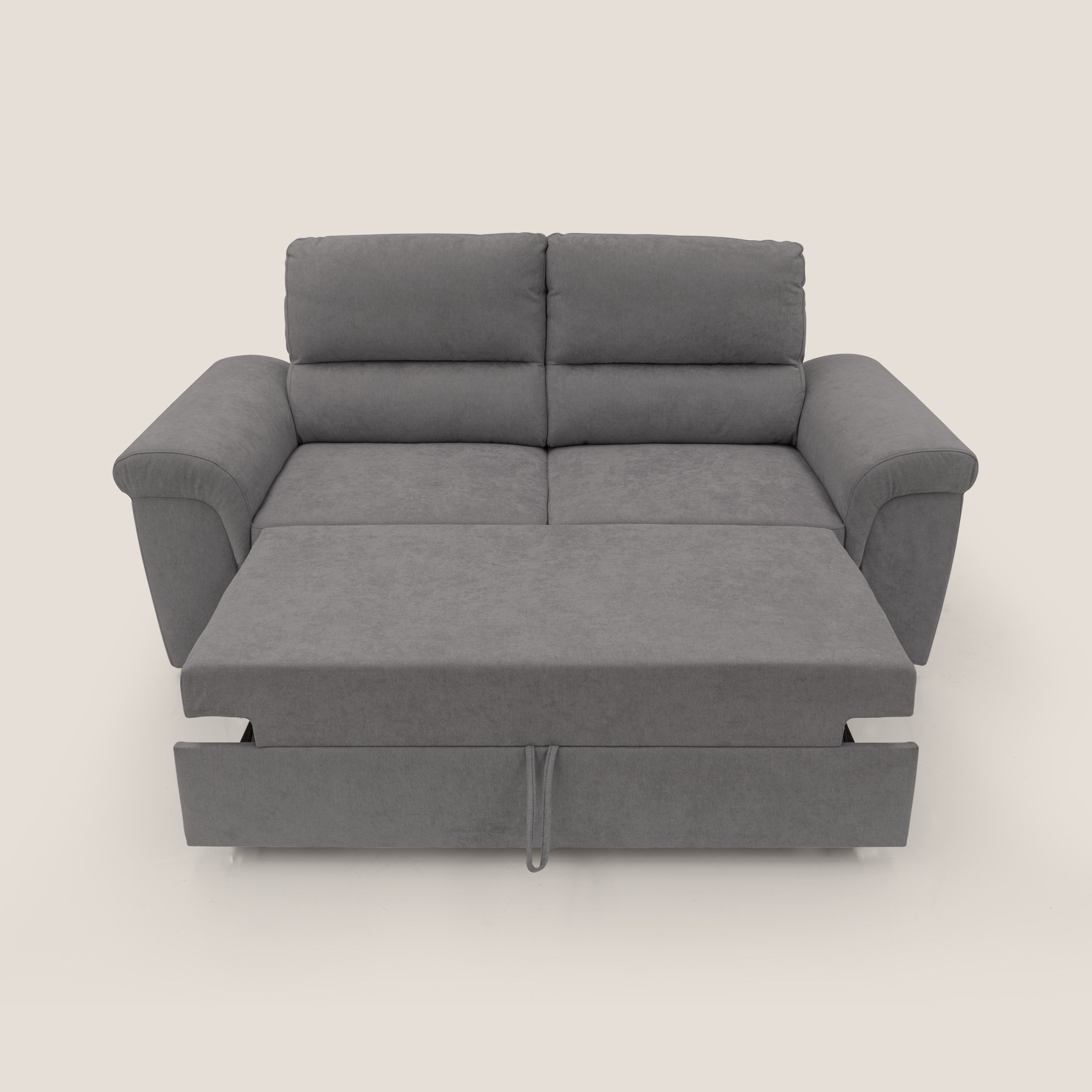 Minerva divano con pouf estraibile poggiapiedi in tessuto morbido impermeabile T02 grigio - divani.store