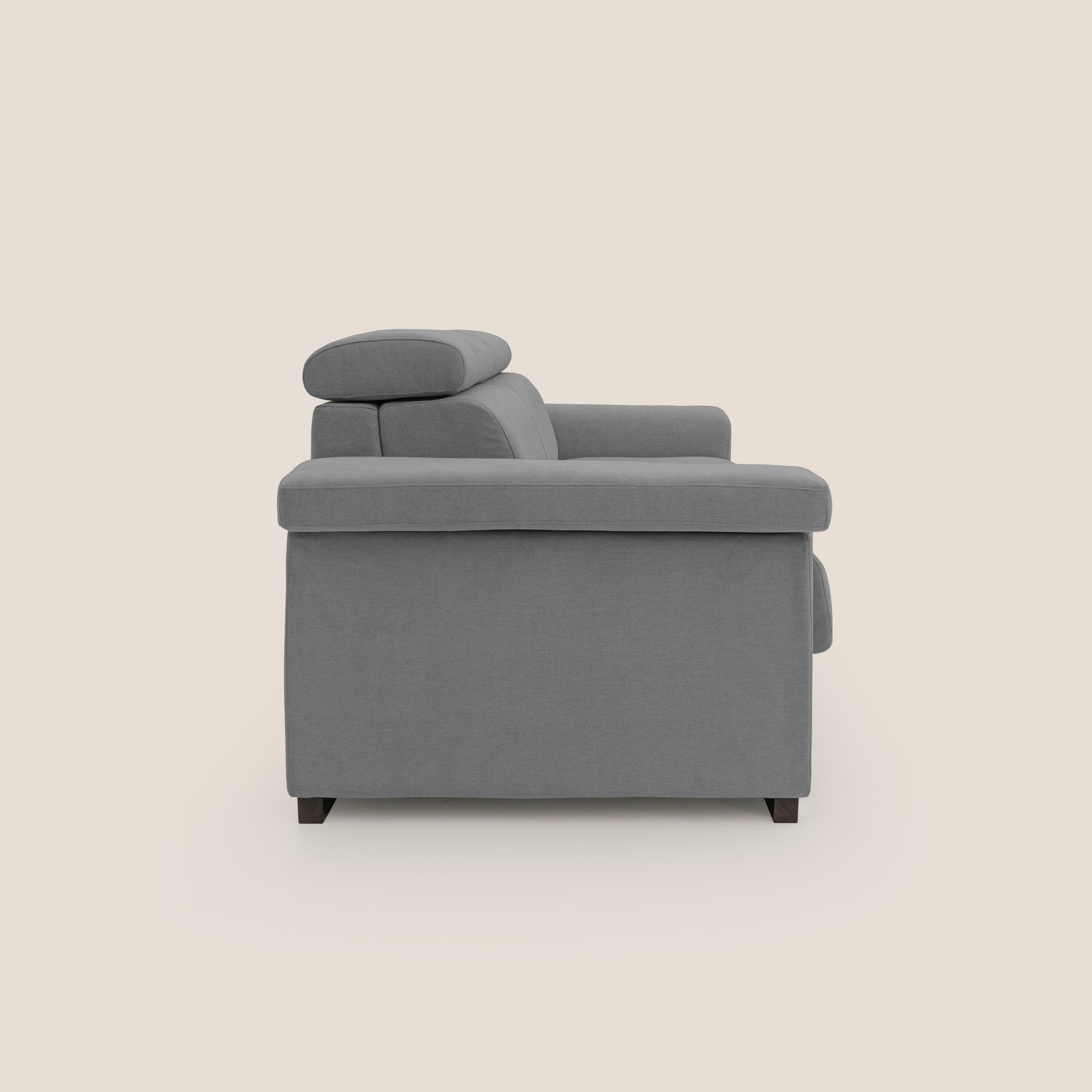 Bjorn divano letto sfoderabile con materasso H18 cm e poggiatesta reclinabili in tessuto impermeabile T02 grigio - divani.store