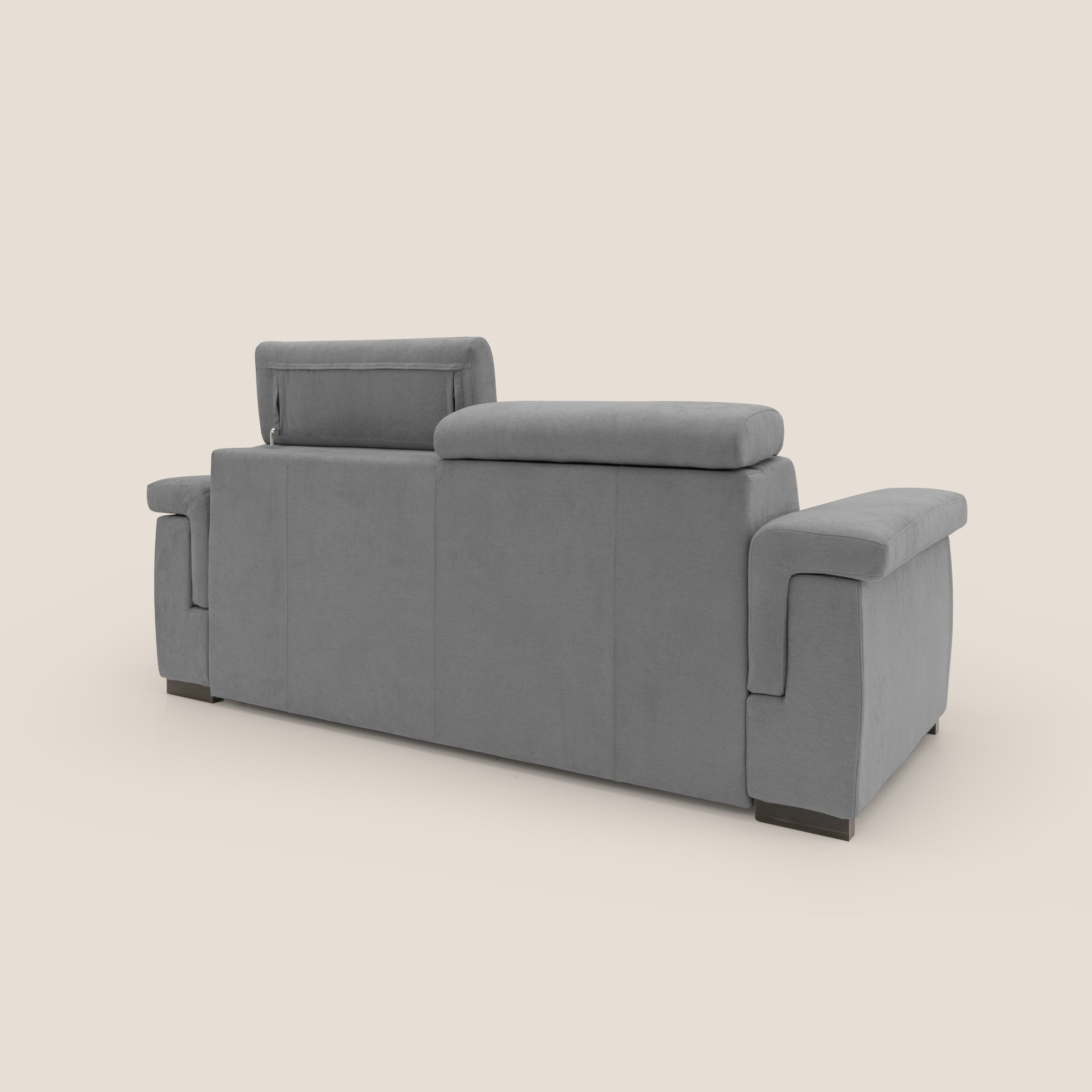 Bjorn divano letto sfoderabile con materasso H18 cm e poggiatesta reclinabili in tessuto impermeabile T02 grigio - divani.store