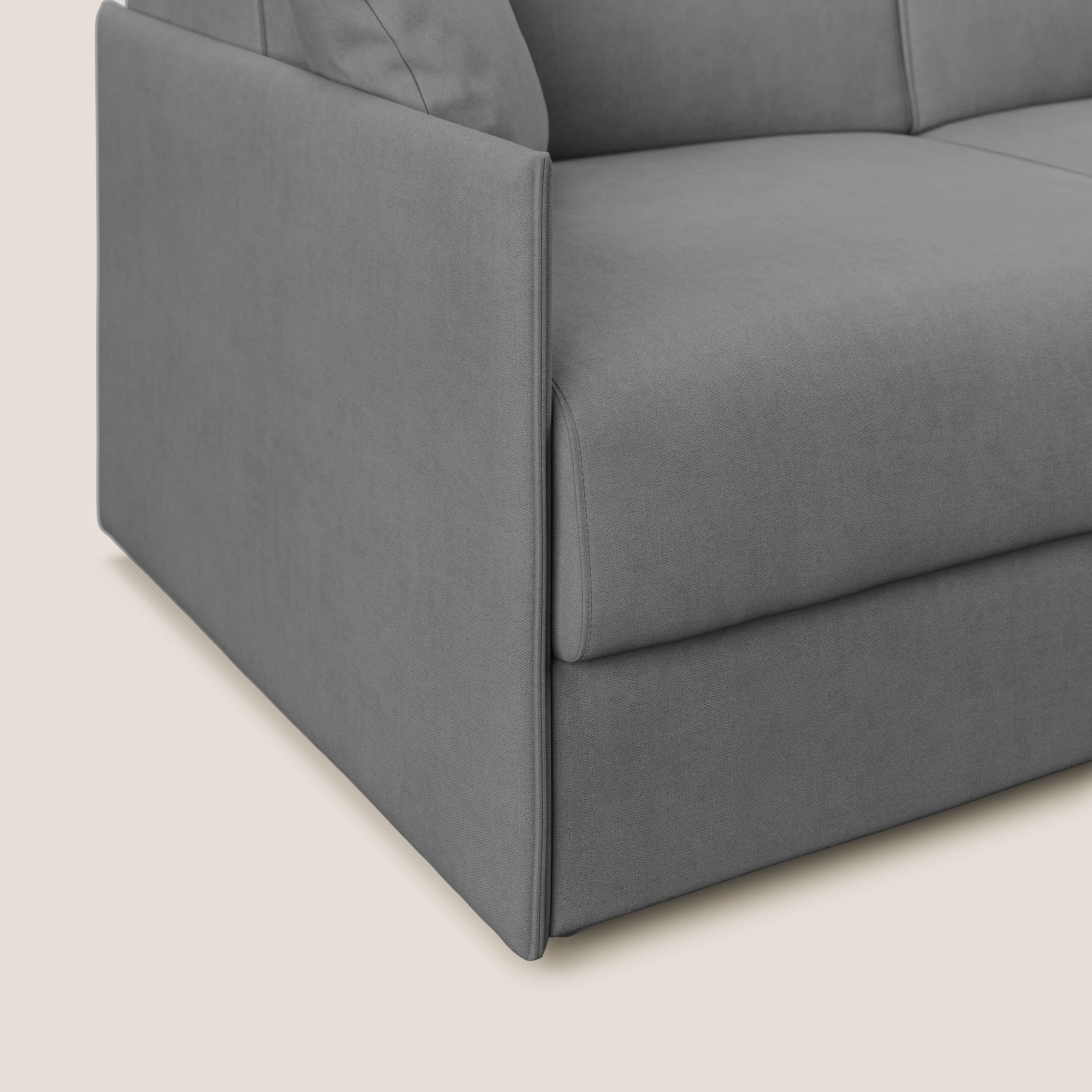 Evans Divano letto in morbido tessuto impermeabile T02 grigio - divani.store