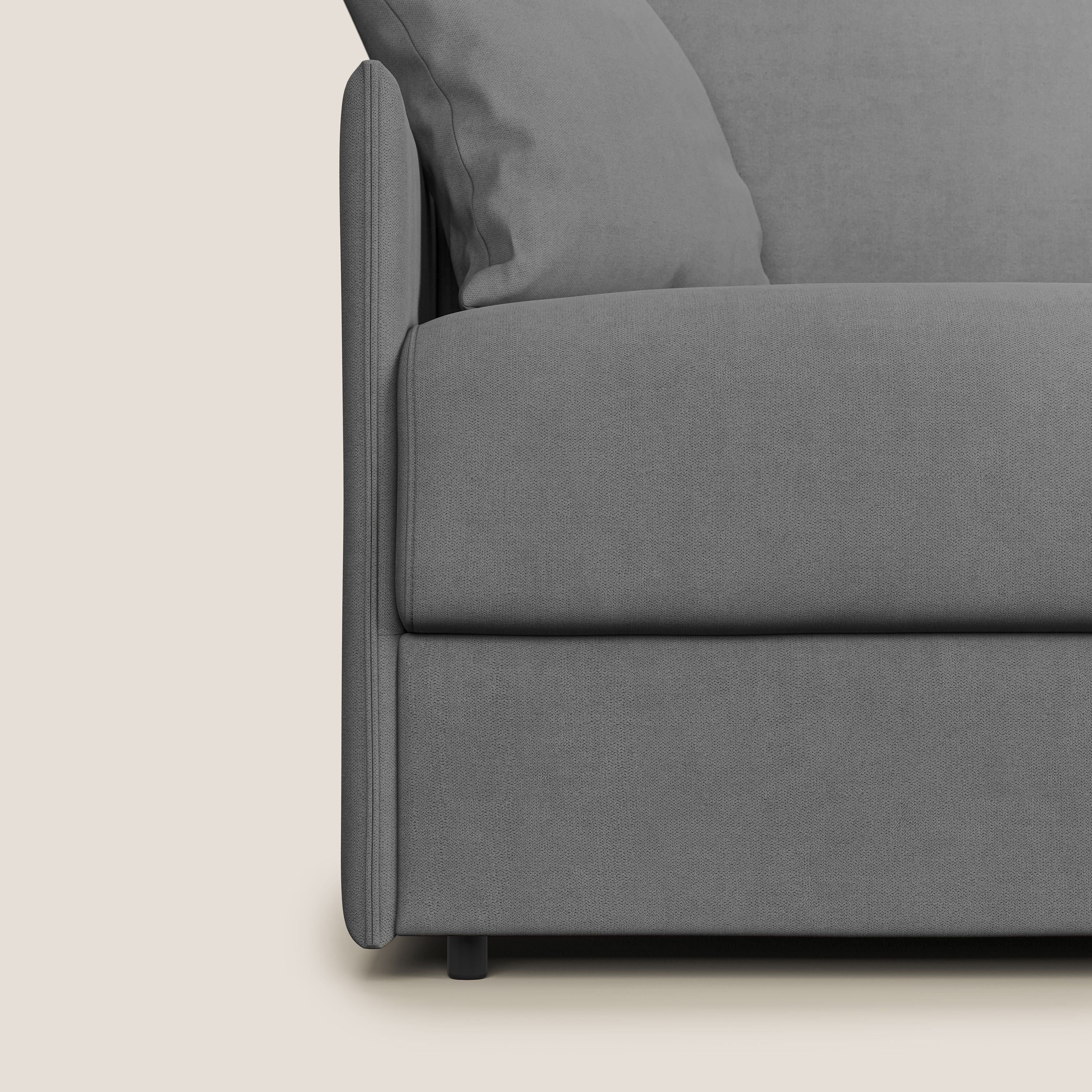 Evans Divano letto in morbido tessuto impermeabile T02 grigio - divani.store