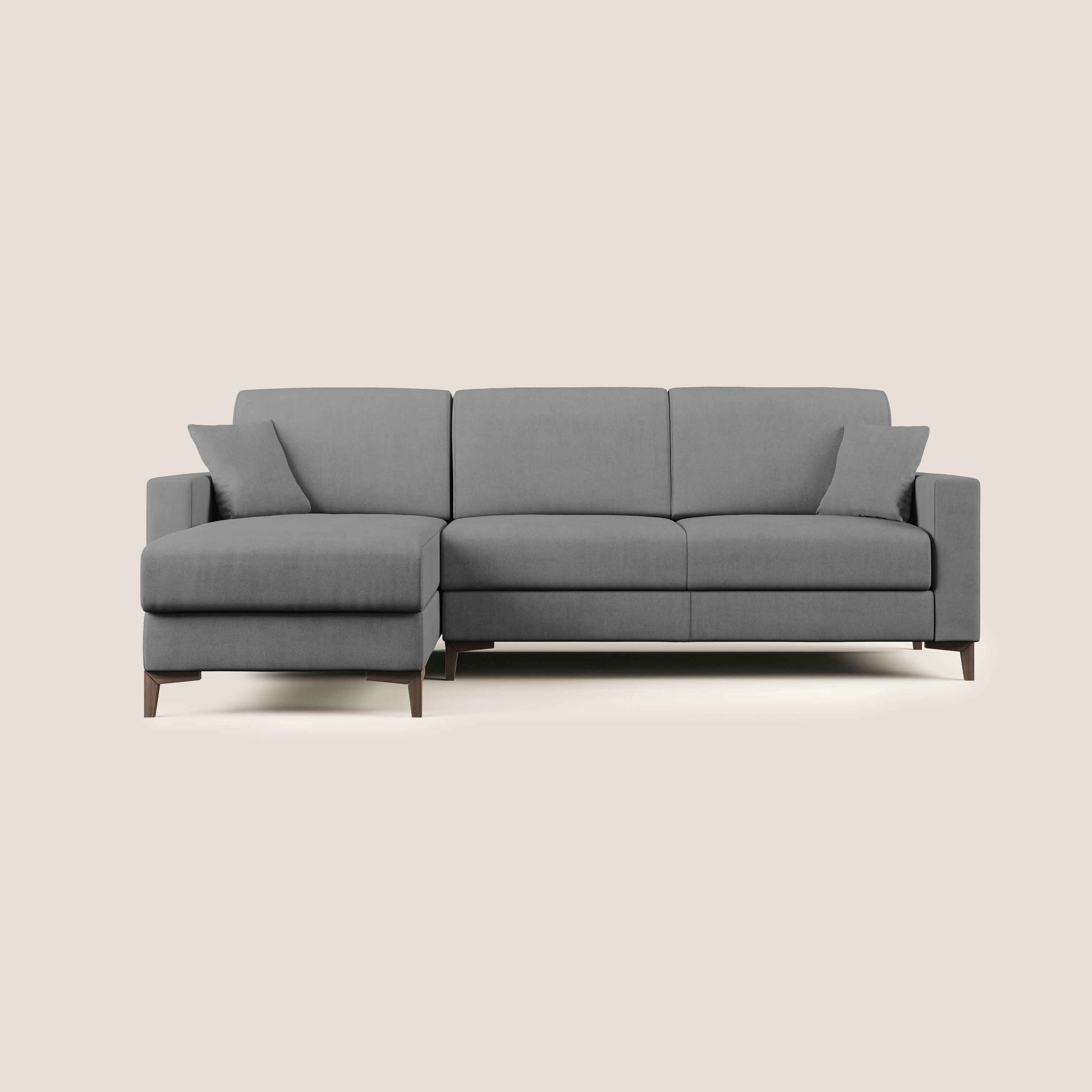 Kafka divano letto angolare in morbido tessuto impermeabile T02 grigio - divani.store