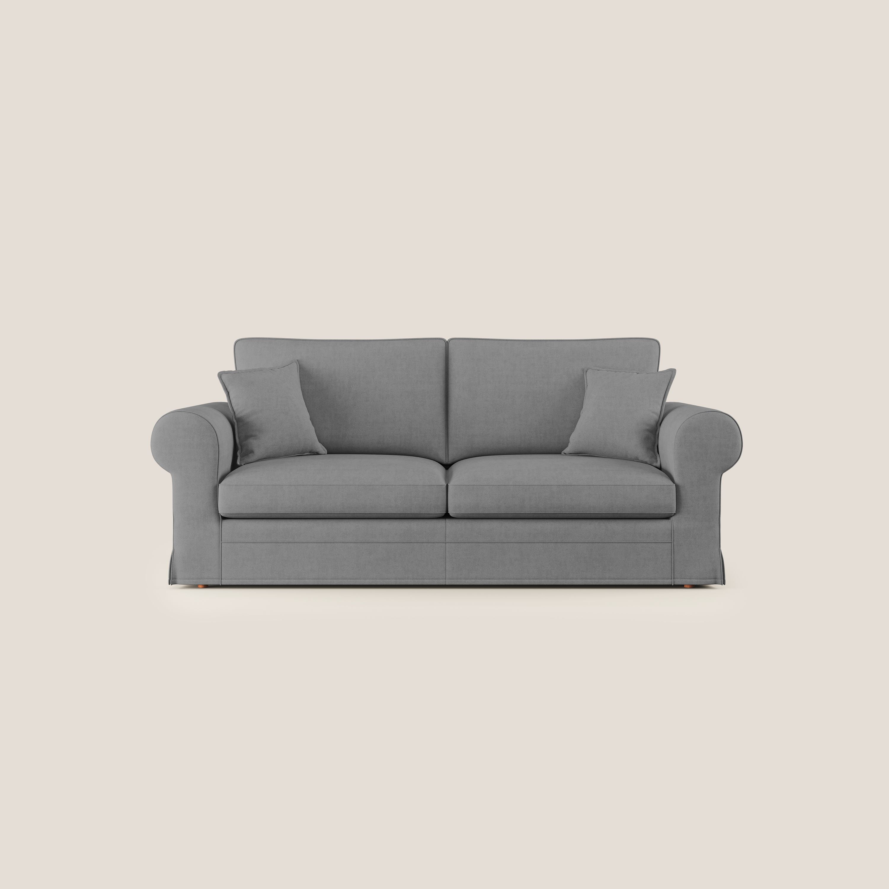 Lady divano classico in piuma d'oca realizzato con tessuto impermeabile T02 grigio - divani.store