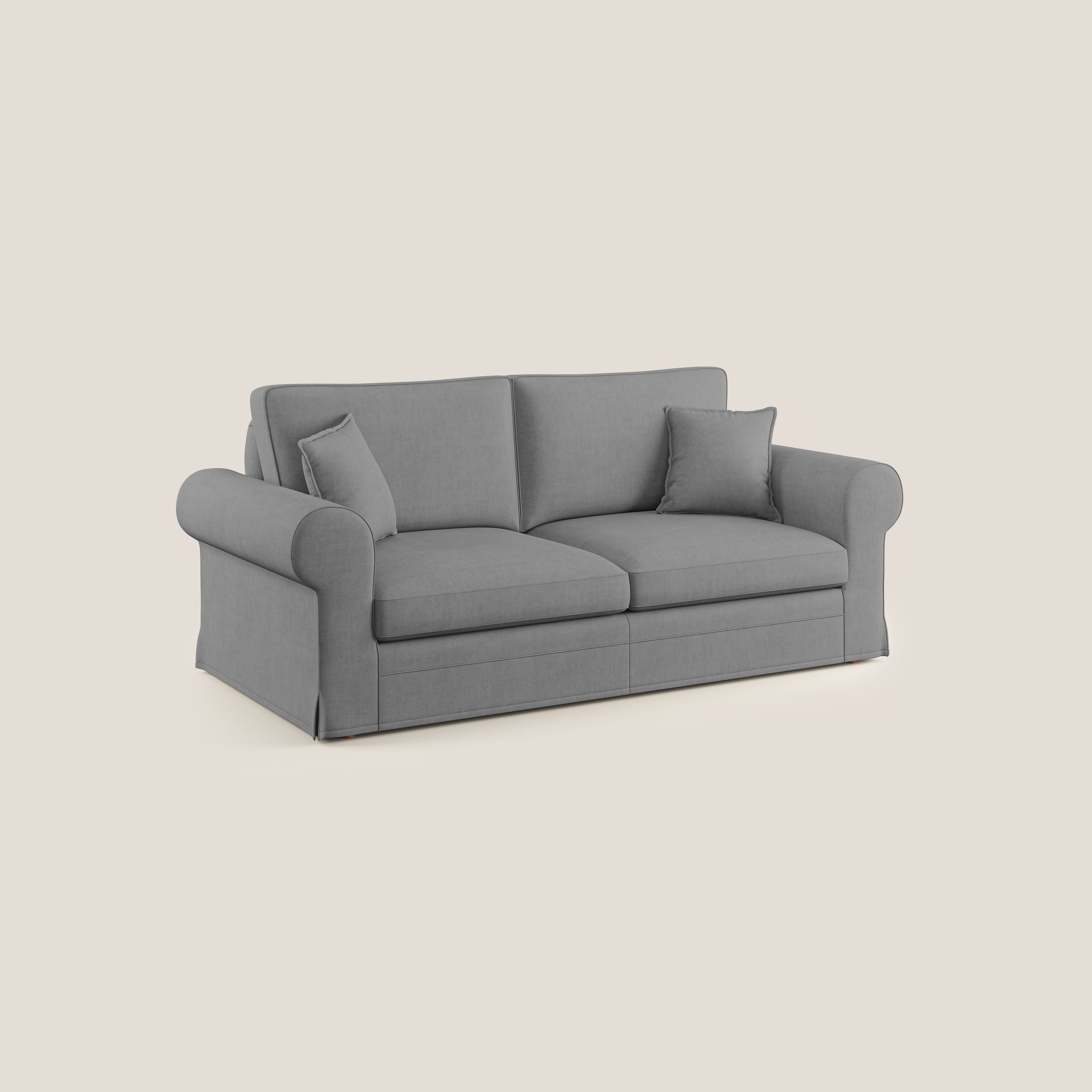 Lady divano classico in piuma d'oca realizzato con tessuto impermeabile T02 grigio - divani.store